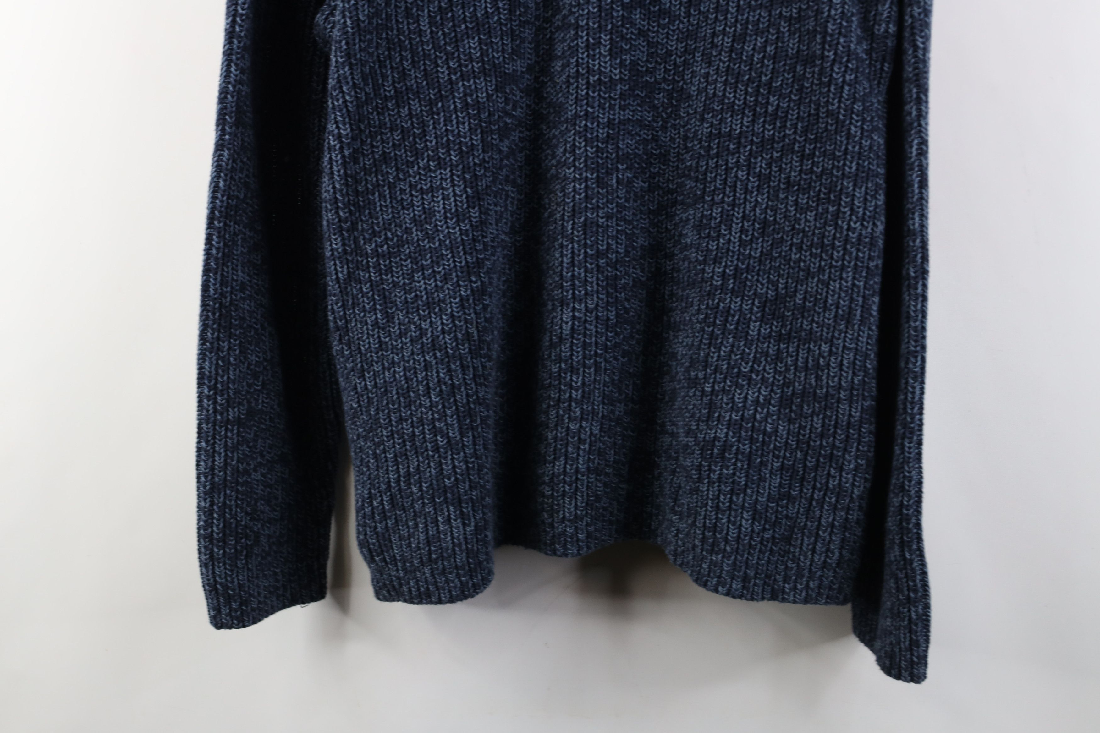 L.L. Bean Vintage 90s LL Bean Ribbed Knit Henley Sweater Blue Cotton Size US L / EU 52-54 / 3 - 3 Thumbnail