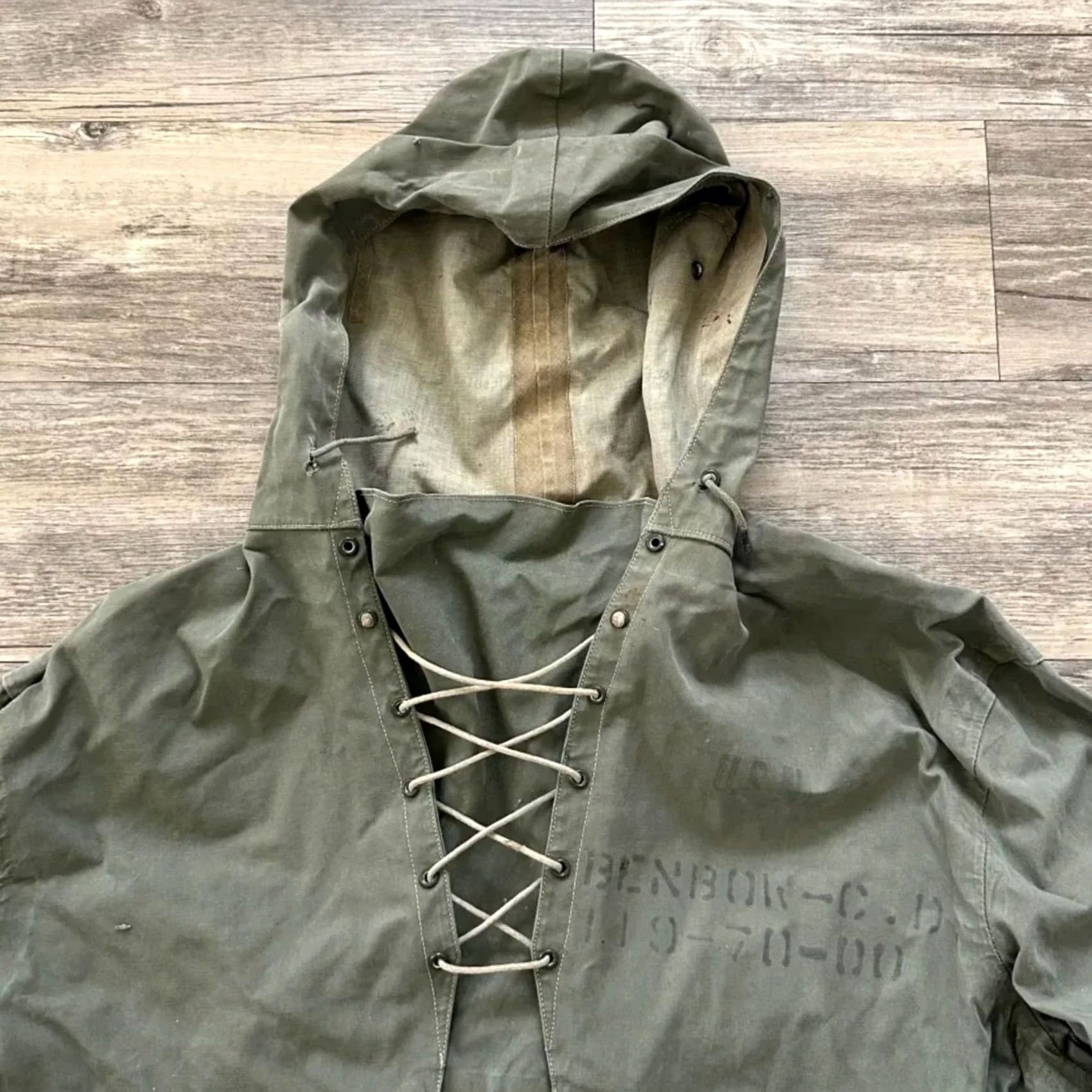 Vintage Vintage 40s WWII USN Foul Weather Smock Jacket - XL - Pre-Owned - Anorak - Green Size US XL / EU 56 / 4 - 5 Thumbnail