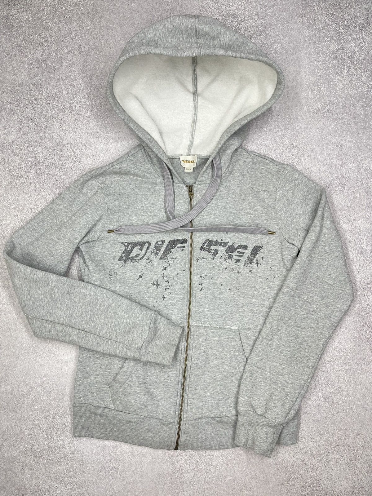 Diesel Women Diesel Grey Zip Hoodie Big Logo Y2K Size L / US 10 / IT 46 - 2 Thumbnail