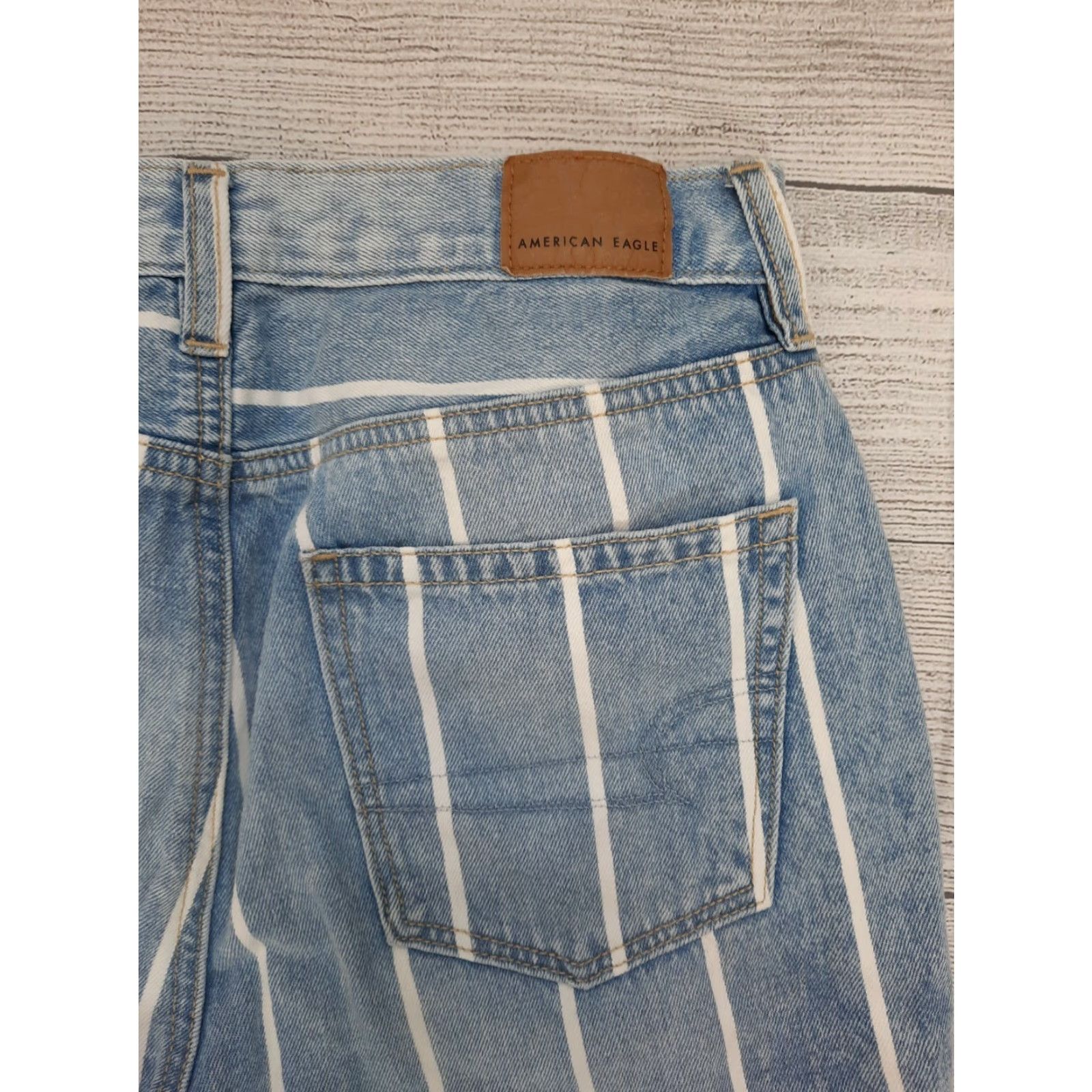 American Eagle Outfitters American Eagle Women's Mom Jeans 2 Blue Stretch High Rise Tapered Pin Stripe Size 26" / US 2 / IT 38 - 6 Thumbnail