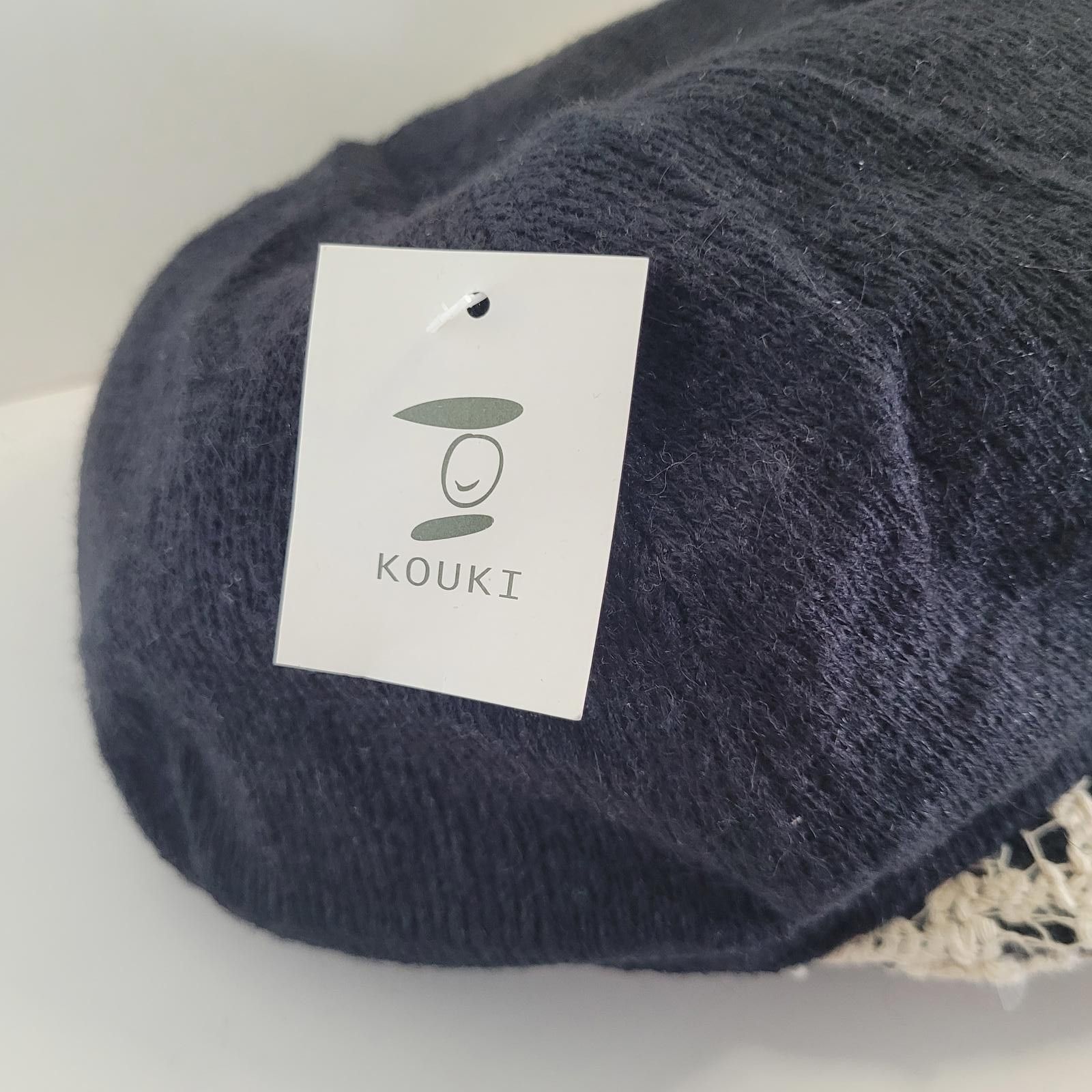 Other KOUKI Women’s Black Knit Newsboy Hat Lace Trim Pom Pom - NEW Size ONE SIZE - 3 Thumbnail