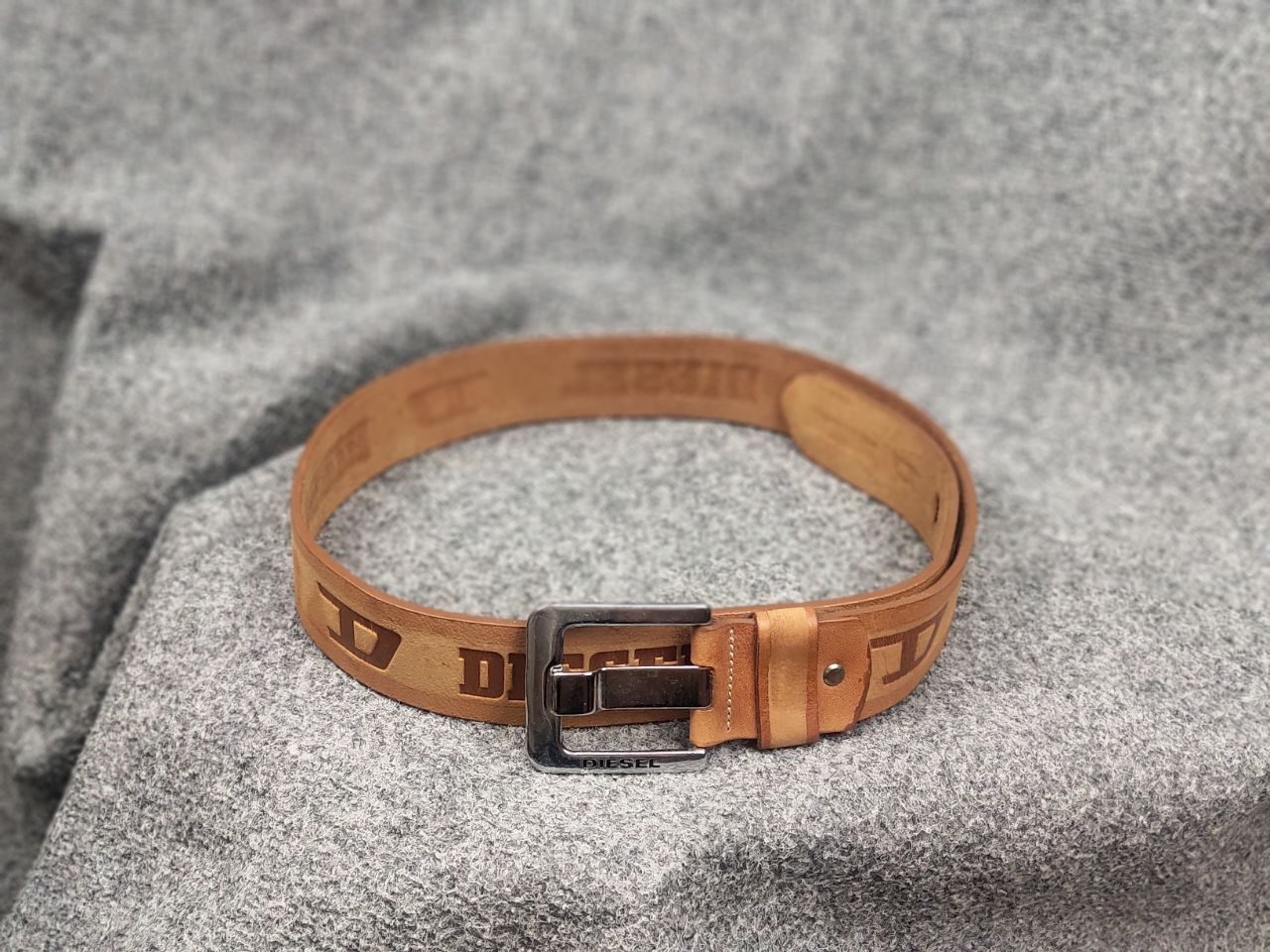 Vintage Vintage Diesel All Logo Y2k Style Brown Leather wide Belt Size ONE SIZE - 2 Thumbnail