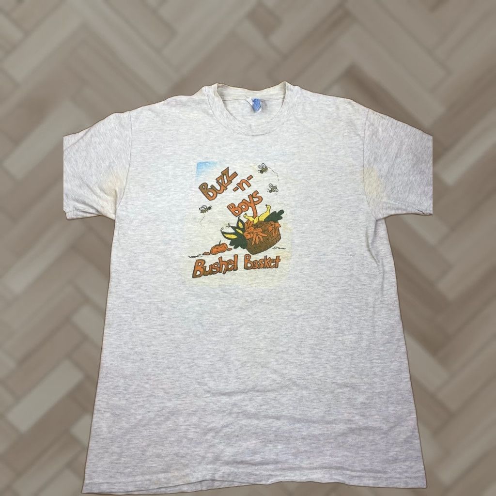 Hanes VINTAGE Hanes T-Shirt Gray Short Sleeve Crew Neck 90s Bushel Baskets Buzz-N-Boys Single Stitch L Mens Size US L / EU 52-54 / 3 - 1 Thumbnail