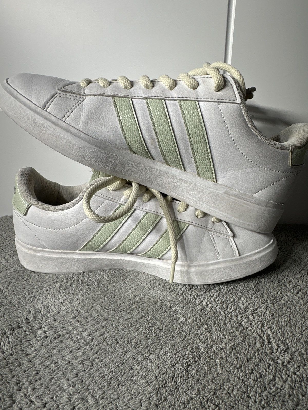 Adidas adidas Grand Court 2.0 Cloud White Linen Green Matte Silver Size US 10 / IT 40 - 5 Thumbnail