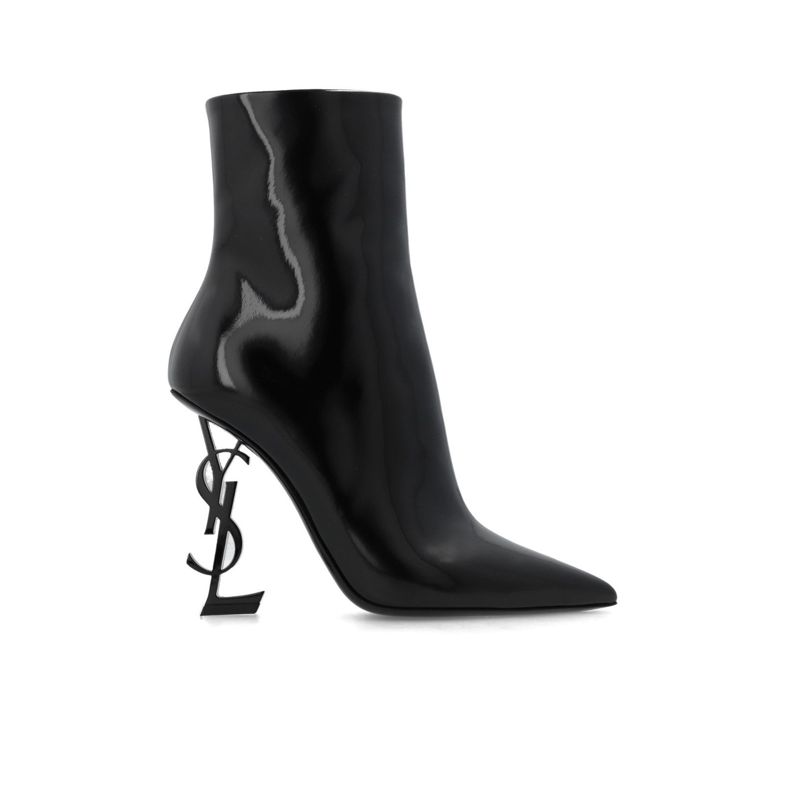 SAINT LAURENT Opyum Black Glazed Leather 110mm Ankle Boots N
