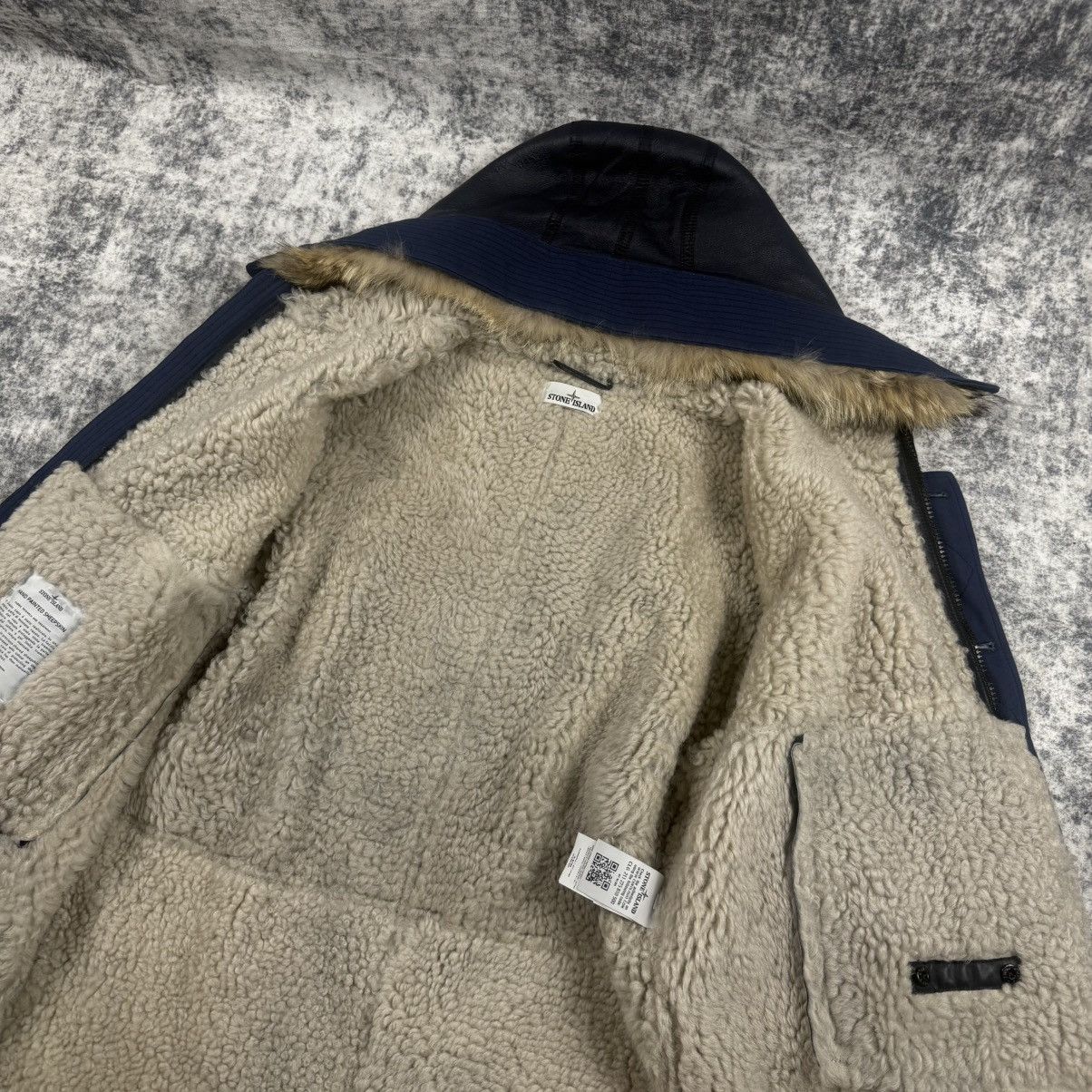Stone Island Stone Island Hand Painted Sheepskin Fur Shearling Jacket Size US XXL / EU 58 / 5 - 8 Thumbnail
