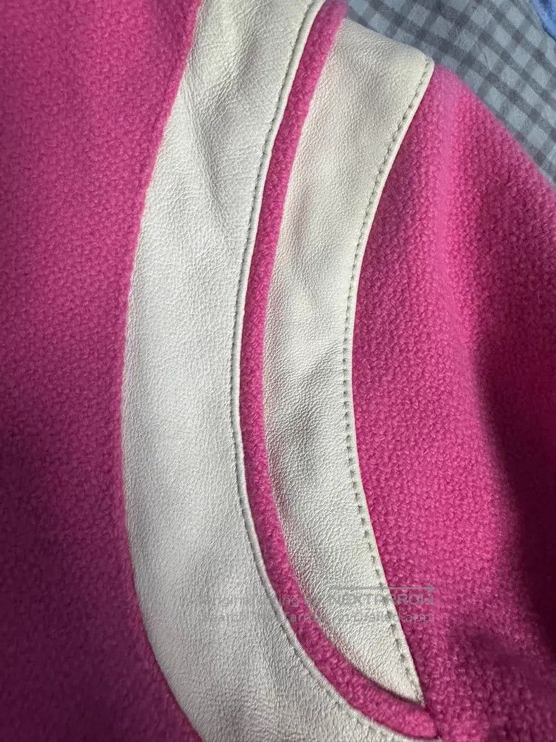 Saint Laurent Paris Saint Laurent Paris Pink Leather Trim Baseball Jacket Size XS / US 0-2 / IT 36-38 - 5 Thumbnail