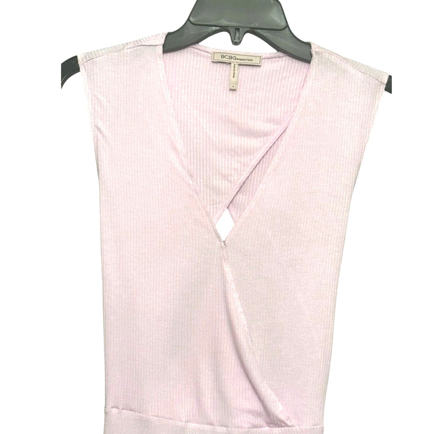 Other BCBGeneration Bodysuit Surplice Front Ribbed Tie Pink S NWOT Size S / US 4 / IT 40 - 3 Thumbnail