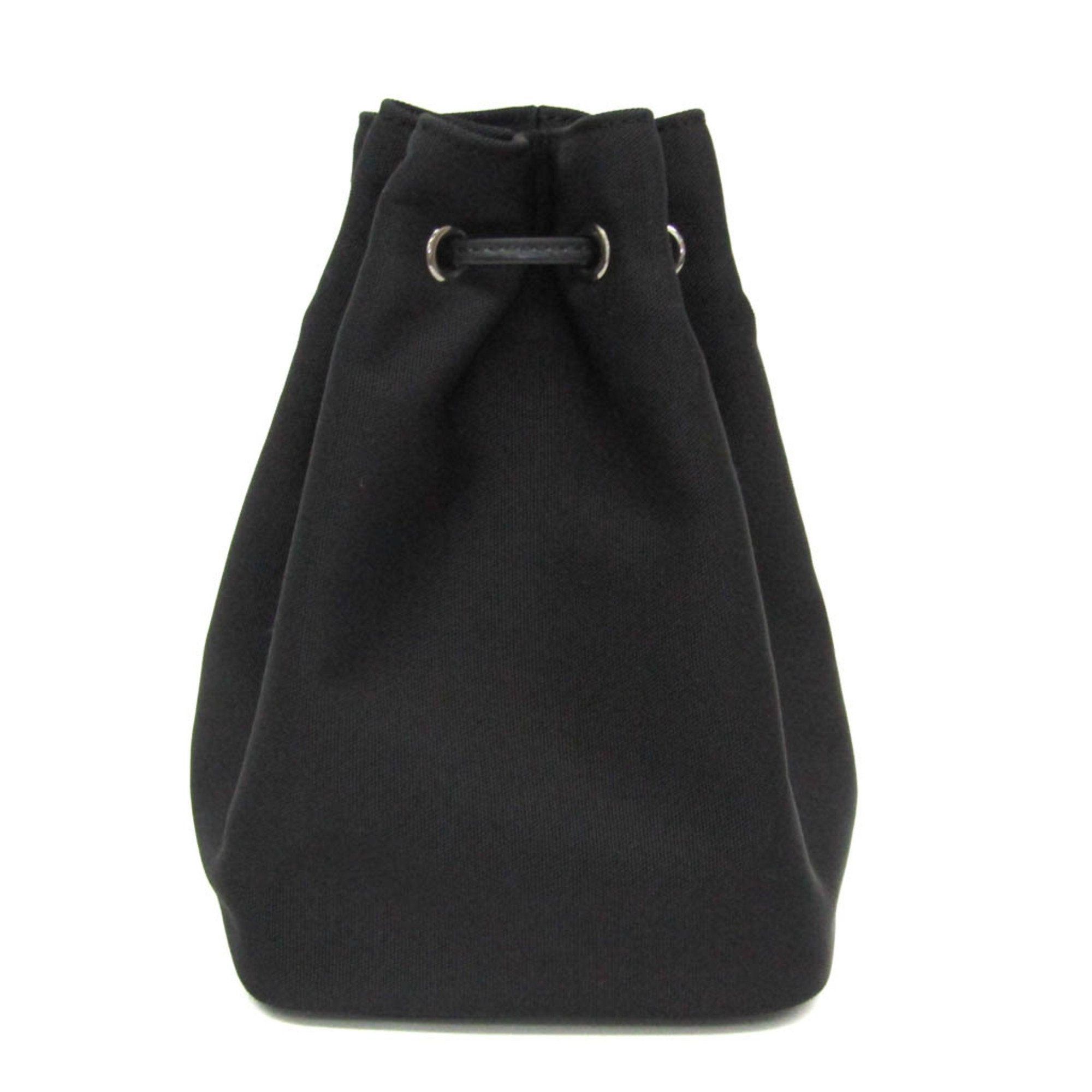 image of Gucci Drawstring Bag 039 0973 002123 Women's Leather,nylon Canvas Pouch Black