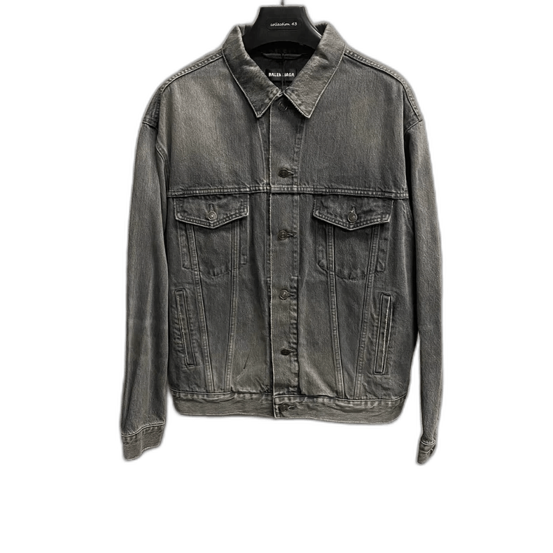 Balenciaga Black Gray Logo Denim Jacket