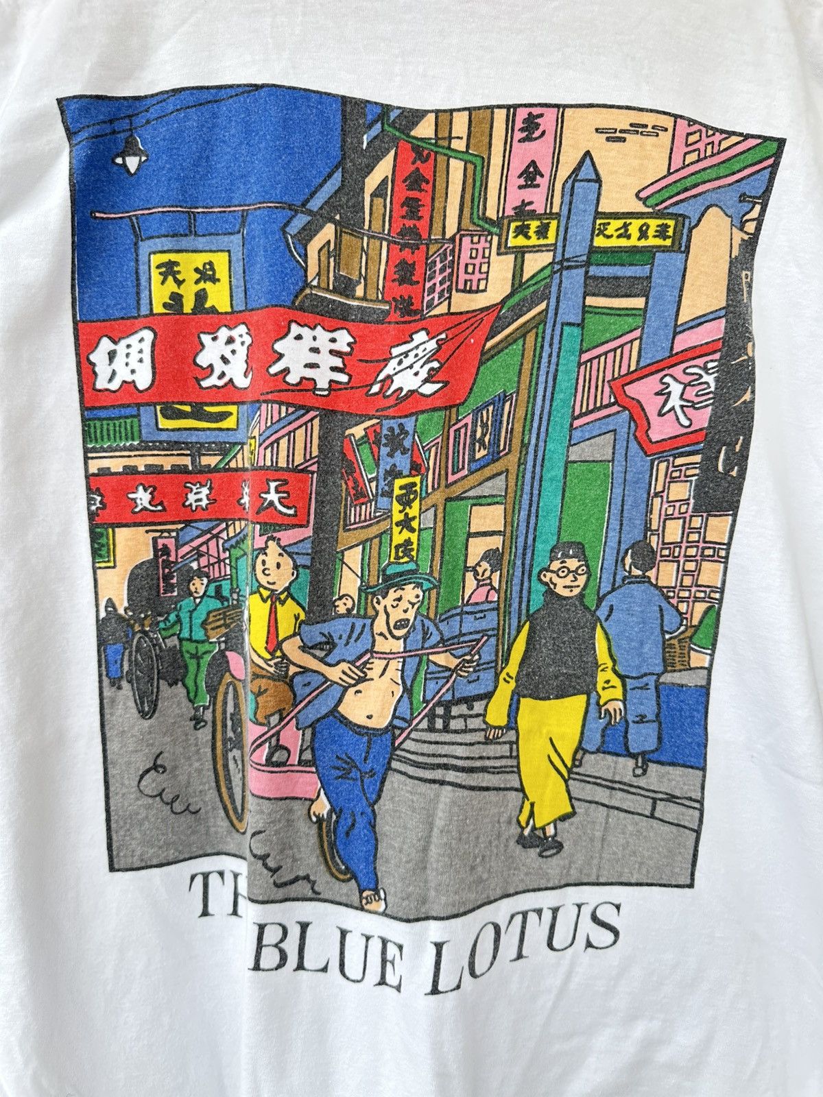 Vintage Vintage 90s The Adventure Of Tintin The Blue Lotus Tee Size US L / EU 52-54 / 3 - 3 Thumbnail