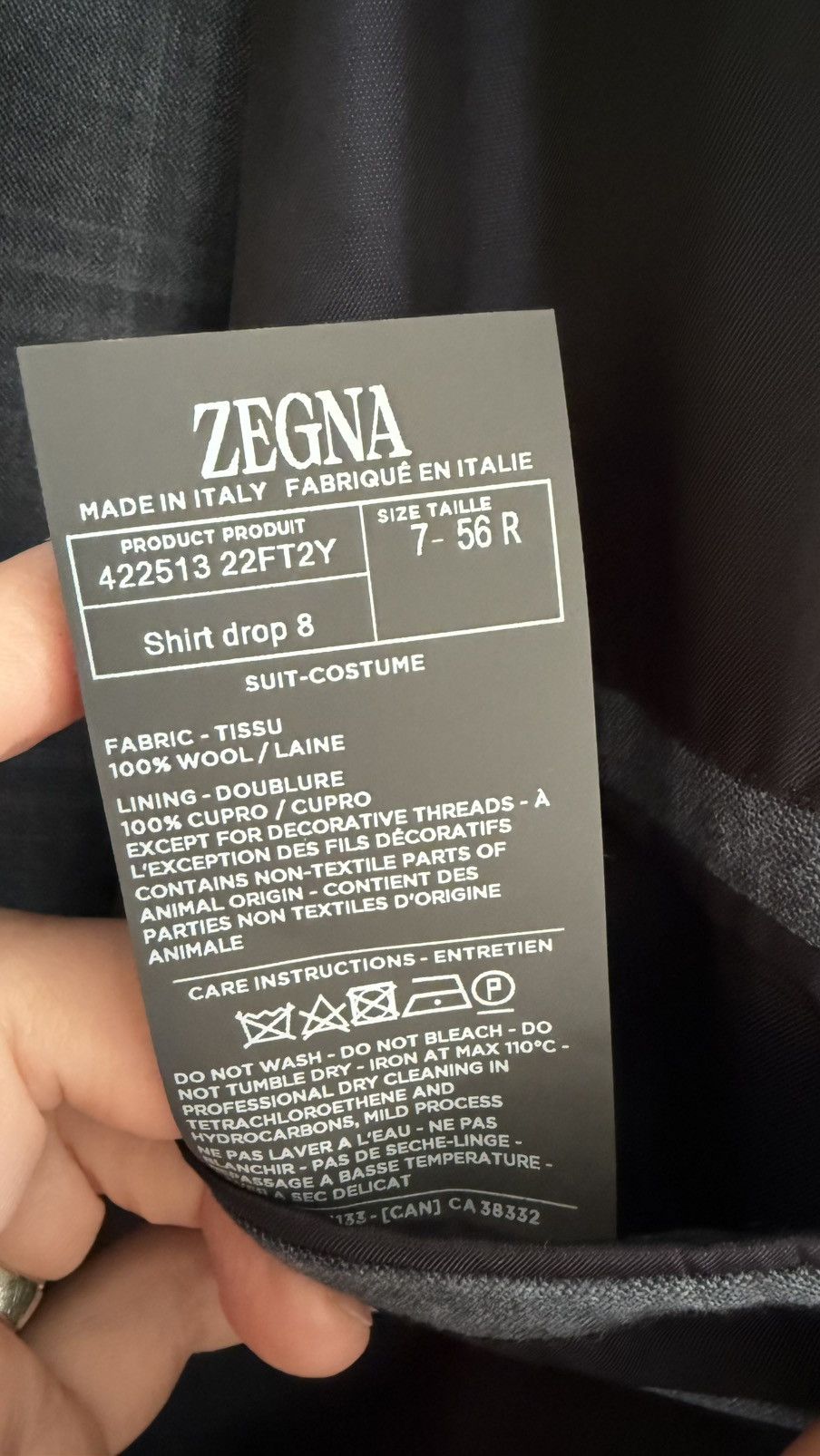 Ermenegildo Zegna Zegna Trofeo 56R Suit Size 46R - 4 Thumbnail