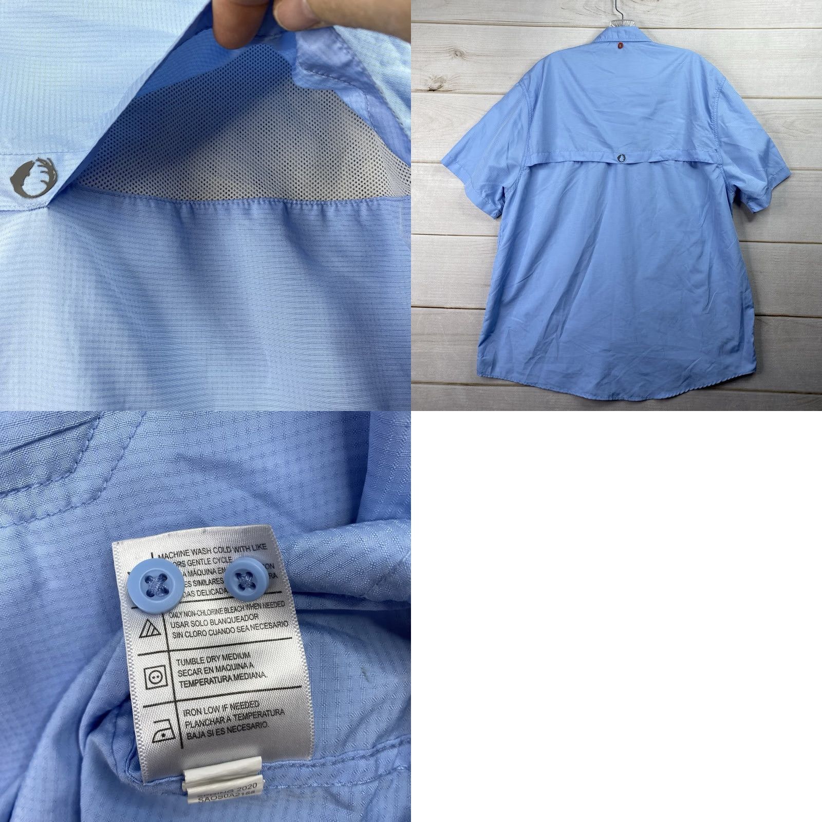 Vintage The American Outdoorsman Button-Up Shirt Mens XL Blue Short Sleeve N/A Pocketed UV Quick Dry Breathable Fishing Shirt Size US XXL / EU 58 / 5 - 8 Thumbnail