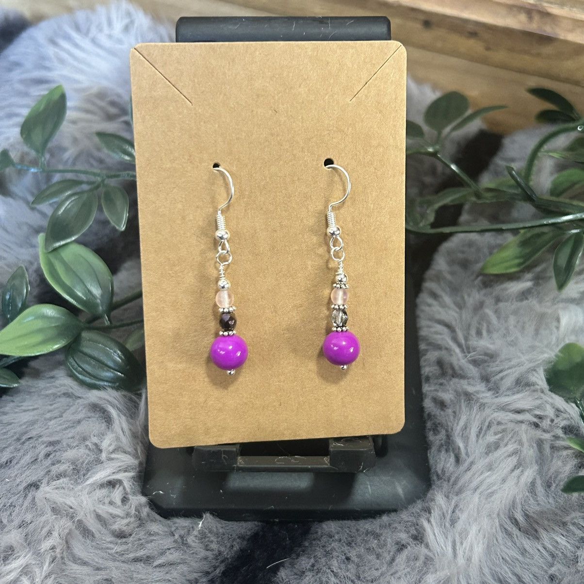 Handmade Handcrafted elegant art glass crystal dangle earrings Size ONE SIZE - 2 Thumbnail