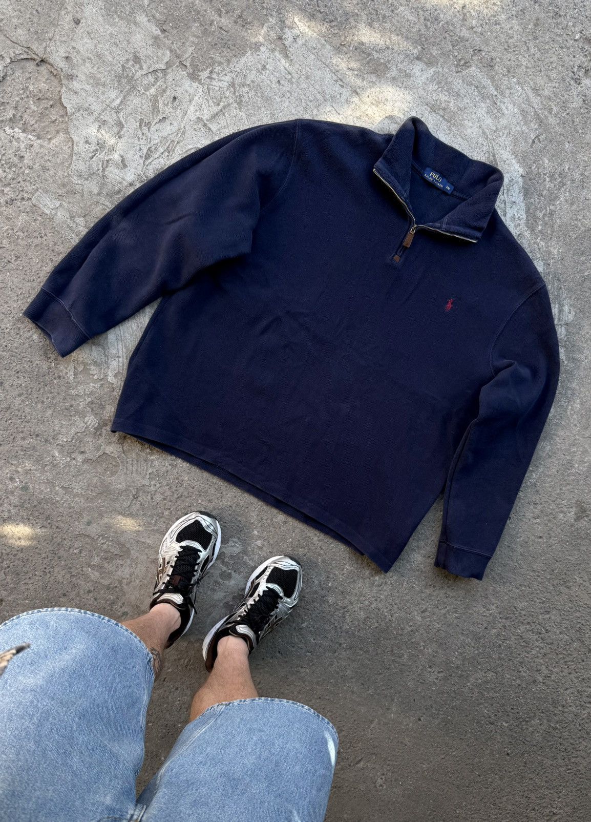 Polo Ralph Lauren Vintage Y2K Polo Ralph Lauren 1/4 Zip Navy Knit Hype Sweater Size US XXL / EU 58 / 5 - 1 Thumbnail