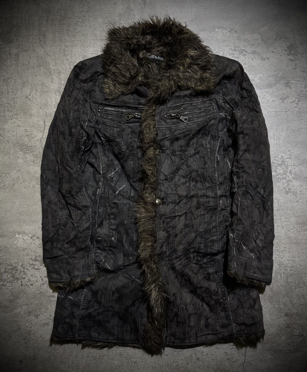 ジャケット・アウター archive in the attic modscoat fur In The Attic Mud Washed Denim Fur Jacket – Paroxa