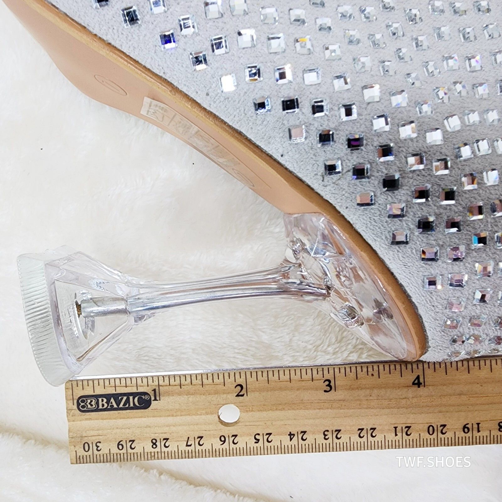 Other Glamour Shot Mirrored Rhinestone 4" Pyramid Heel Knee Boots Size US 10 / IT 40 - 8 Thumbnail