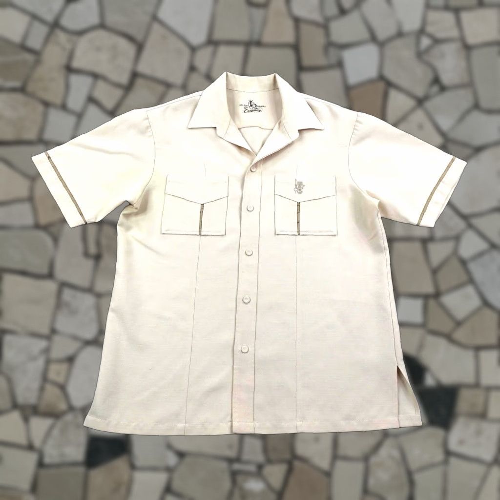 IOLANI VINTAGE Iolani Executive Shirt Mens Tan Large Tiki Camp Hawaiian Wedding Aloha Shirt Size US M / EU 48-50 / 2 - 1 Thumbnail