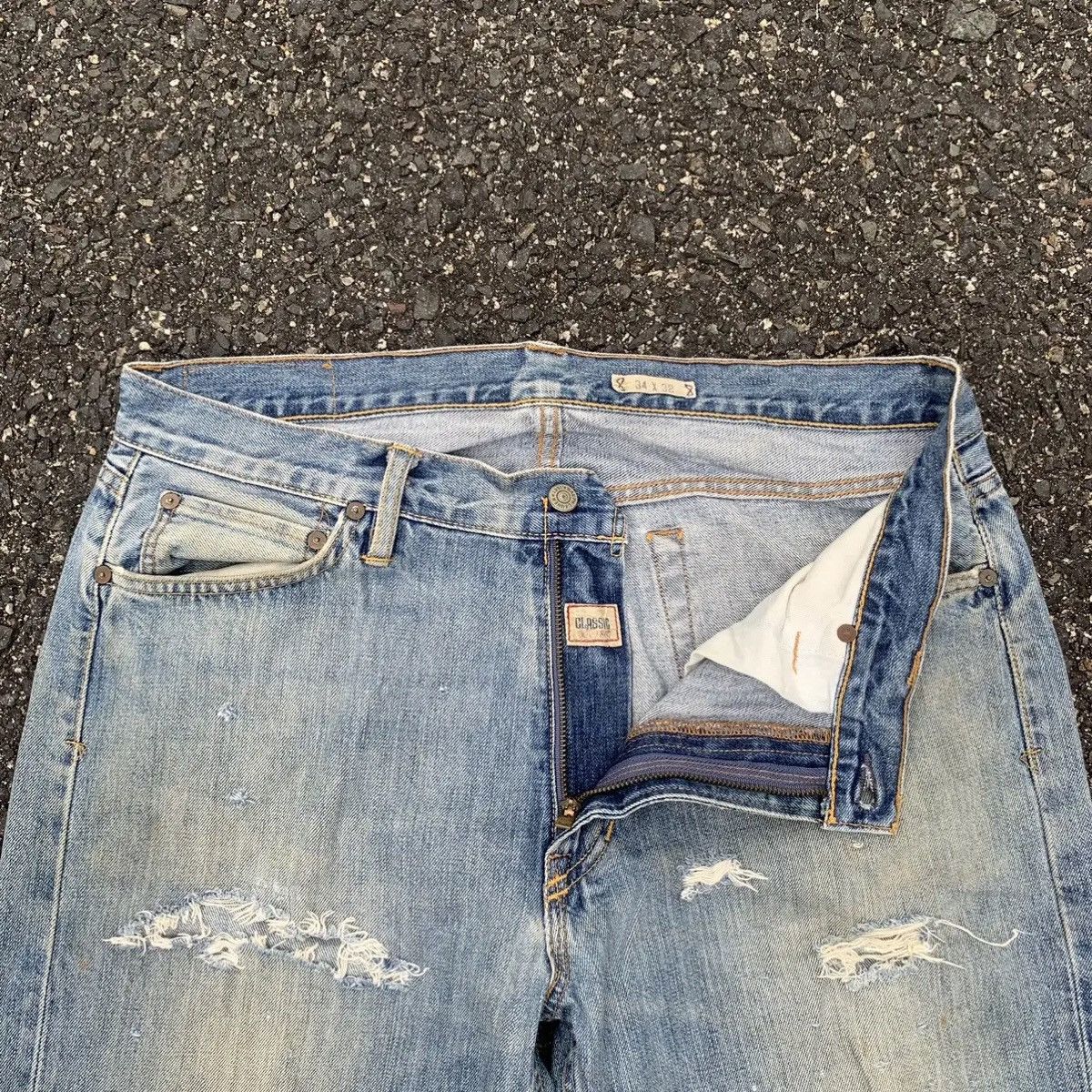 Polo Ralph Lauren 💥 SUPER DISTRESSED! Polo Ralph Lauren Jeans Denim Pants Size US 35 - 5 Thumbnail