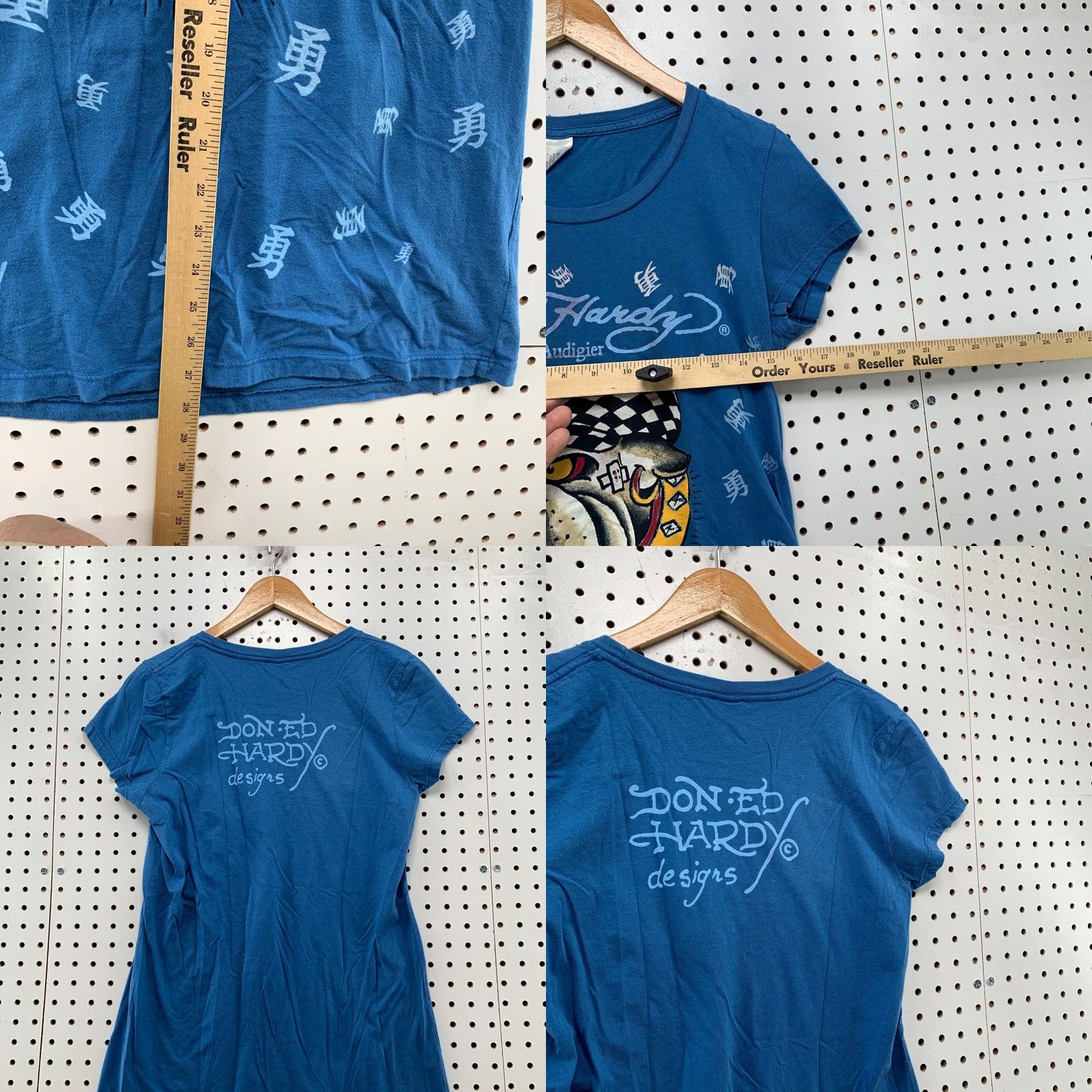 Ed Hardy VINTAGE Ed Hardy Bull Dog Top Womens L Beige Rhinestone Studded Y2K Shirt Womens LL? Size L / US 10 / IT 46 - 9 Thumbnail