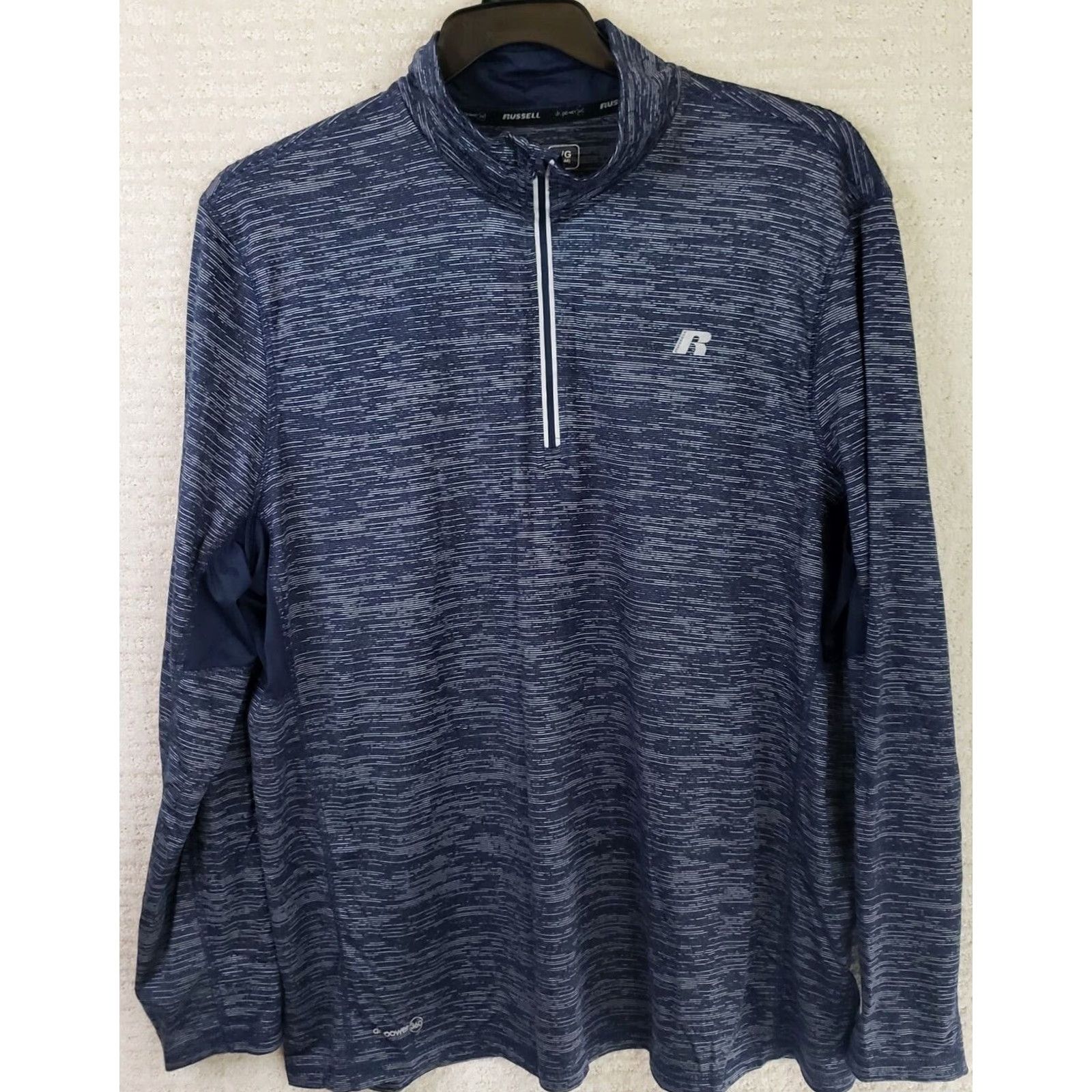 Vintage Russell Dri-Power 360 Men’s L Heathered Blue 1/4 Zip Athletic Shirt Long Sleeve Stretchy Polyester Blend Spandex Slim Fit Regular Size L Mens Shirts Size US L / EU 52-54 / 3 - 2 Thumbnail