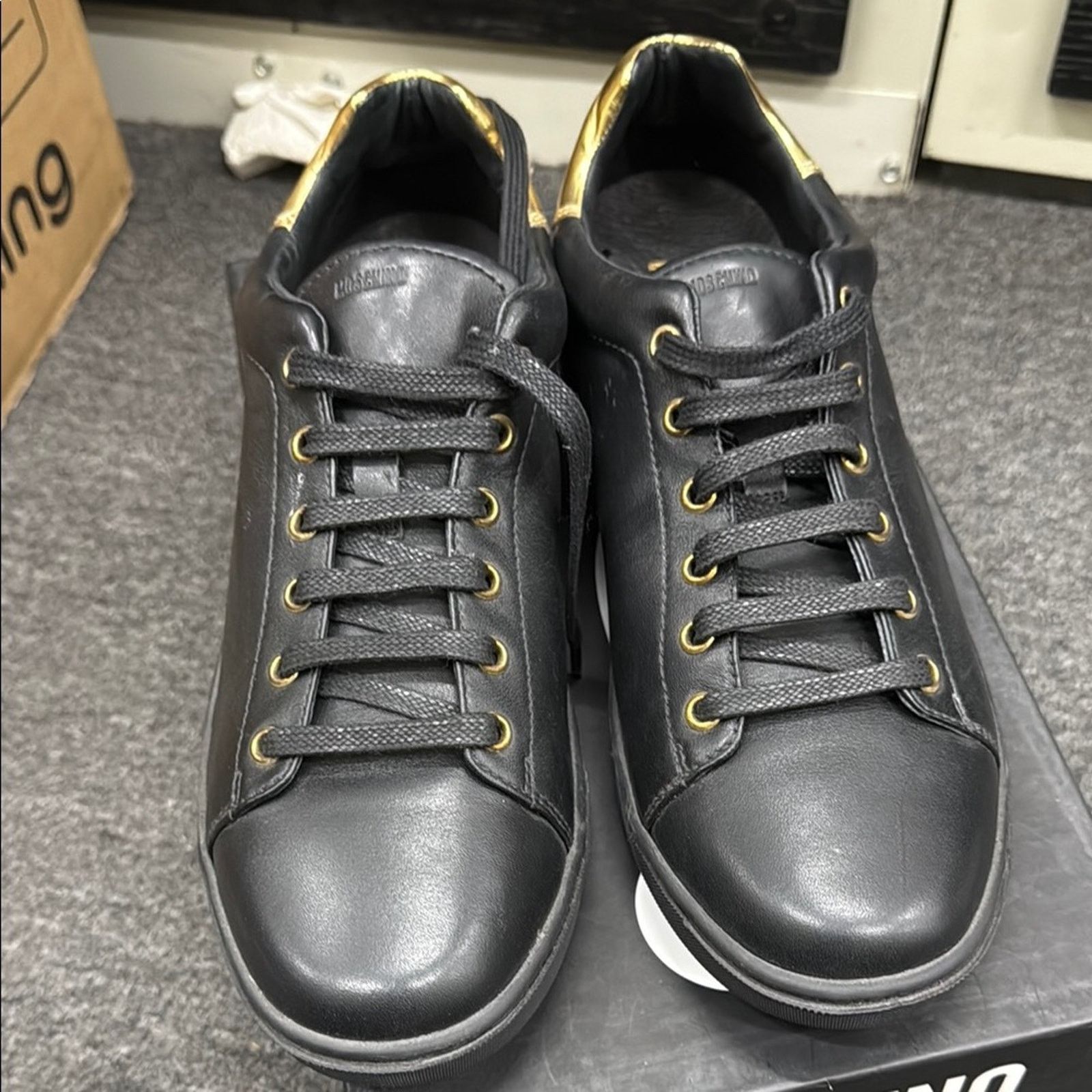 Moschino NWT Moschino Men's Black and Gold Sneakers Size 41 US 9.5 Size US 9.5 / EU 42-43 - 2 Thumbnail