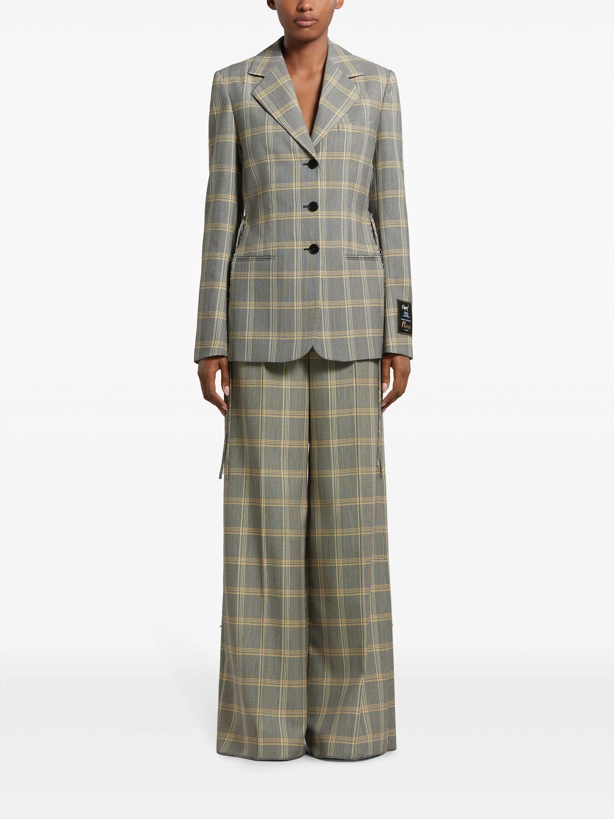 Marni o1f1d3z0625 Plaid-Check Single-Breasted Blazer in Multicolor Size M / US 6-8 / IT 42-44 - 2 Thumbnail