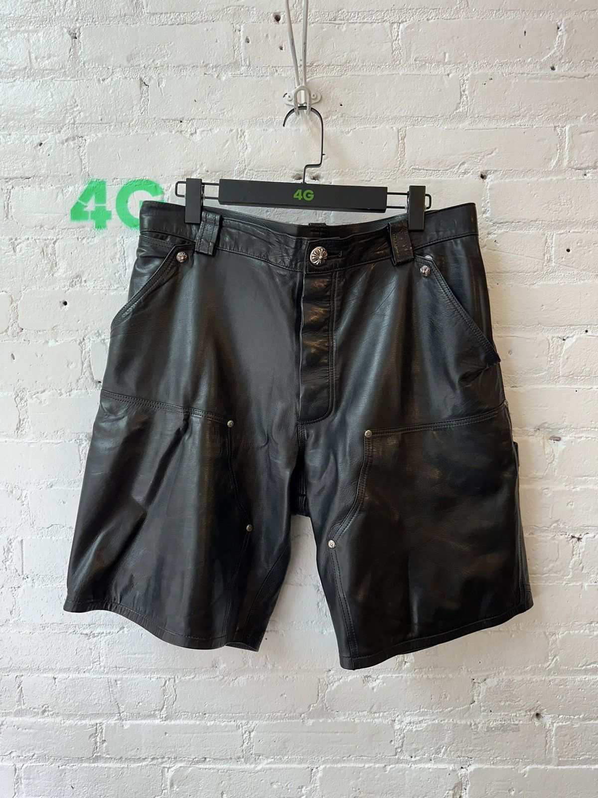 Chrome Hearts CHROME HEARTS FULL LEATHER SHORTS DOUBLE KNEE Size US 34 / EU 50 - 1 Thumbnail