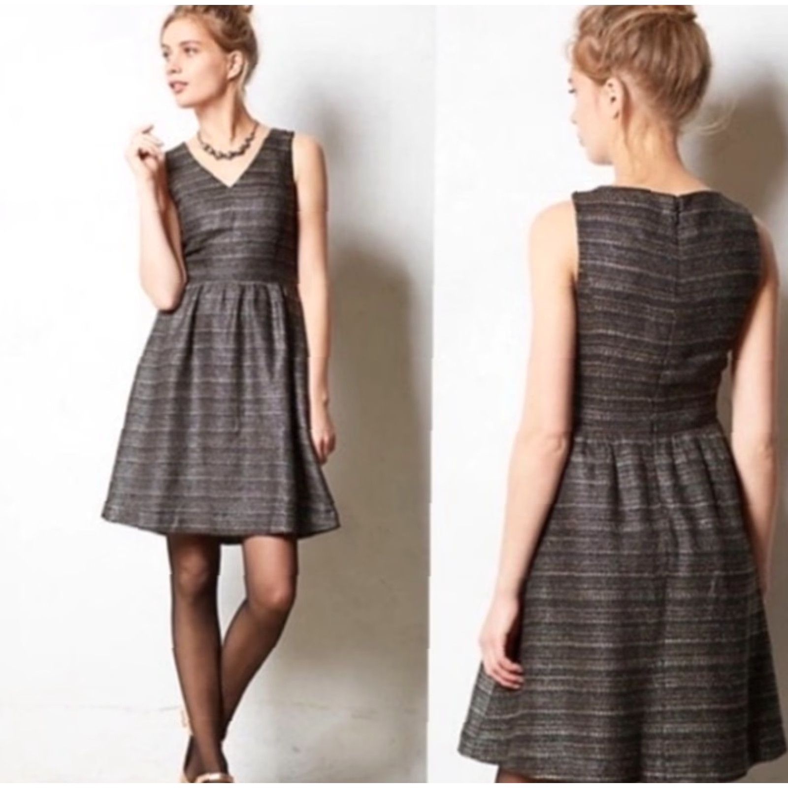 Anthropologie VINTAGE Anthropologie Moulinette Soeurs Metallic Tweed Glissade Sheath Dress-Size 2 Size XS / US 0-2 / IT 36-38 - 2 Thumbnail