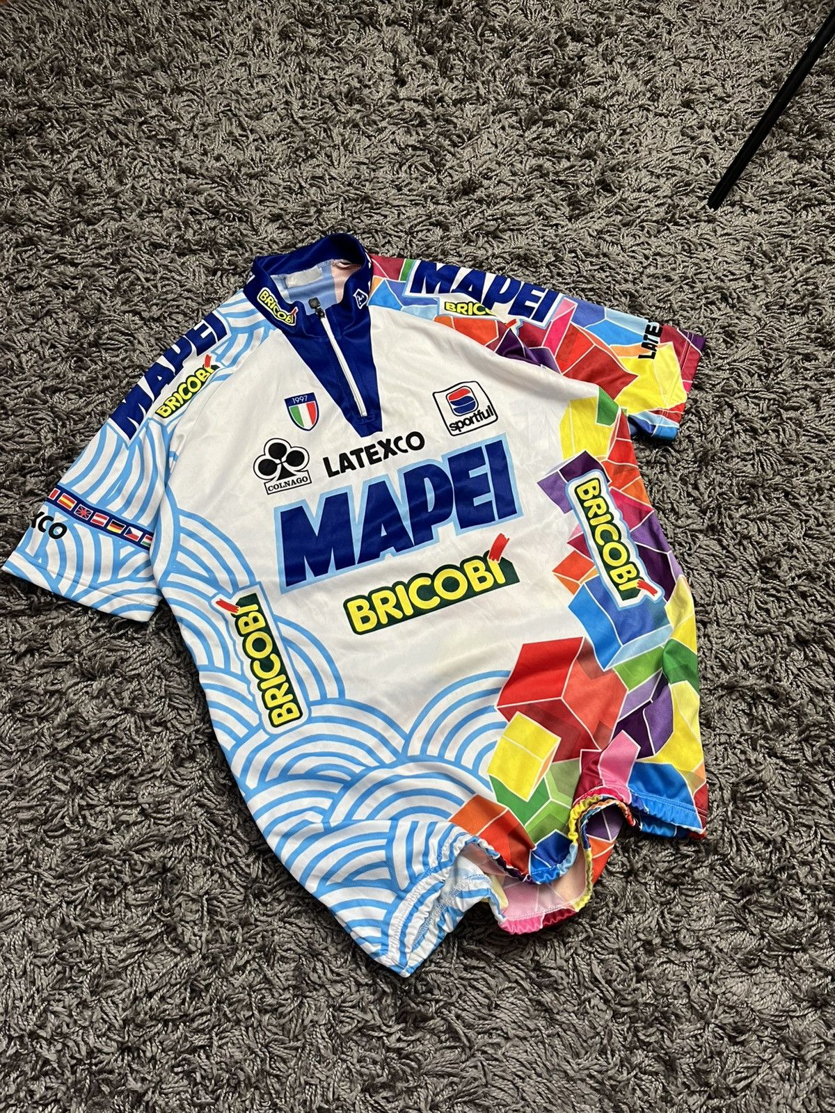 Vintage Vintage 1997 Mapei Bricobi Colnago Cycling Jersey Sportful Size US L / EU 52-54 / 3 - 1 Thumbnail