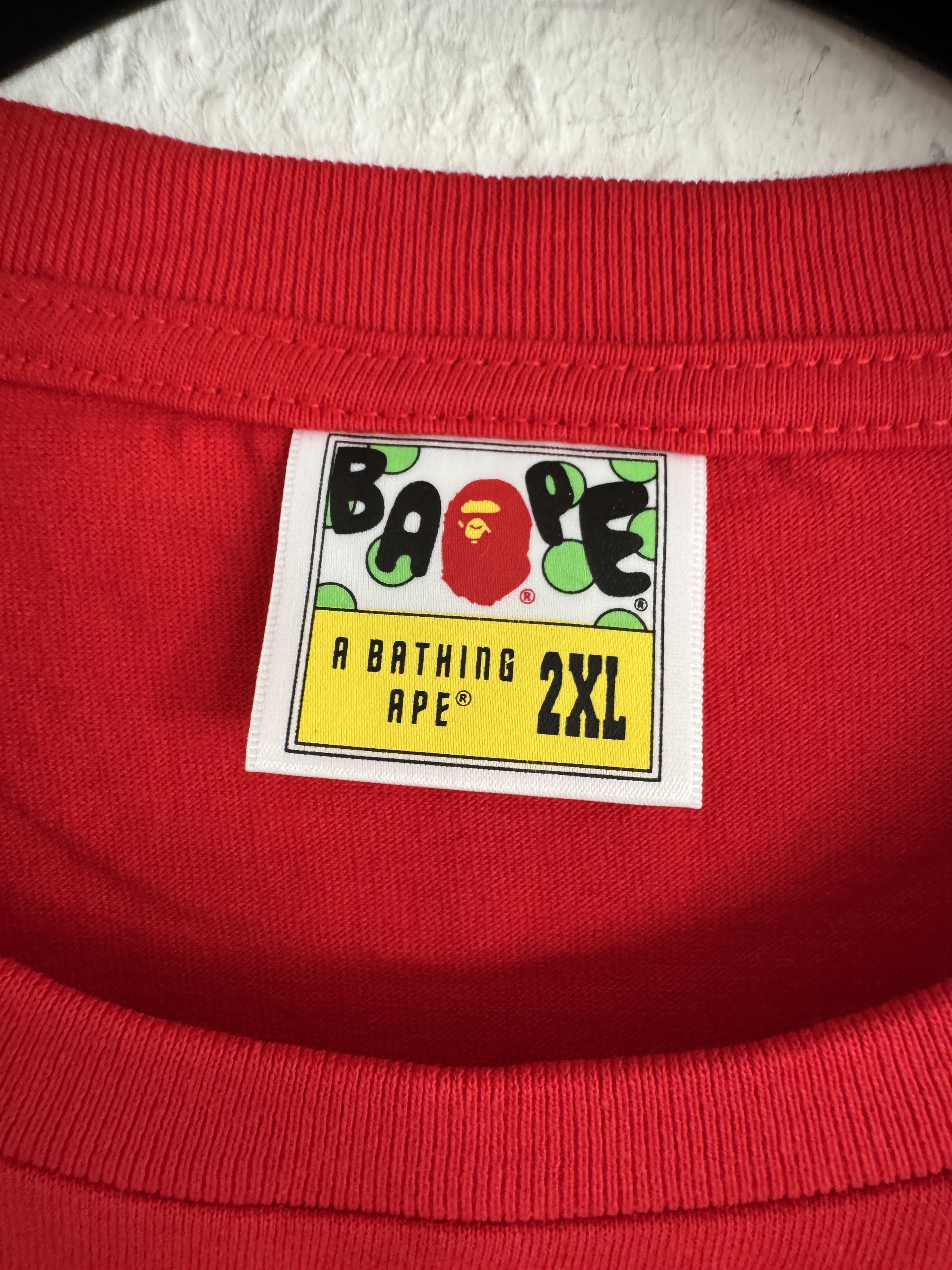 Bape Red Embroidered Pocket Tee Size US XXL / EU 58 / 5 - 4 Thumbnail