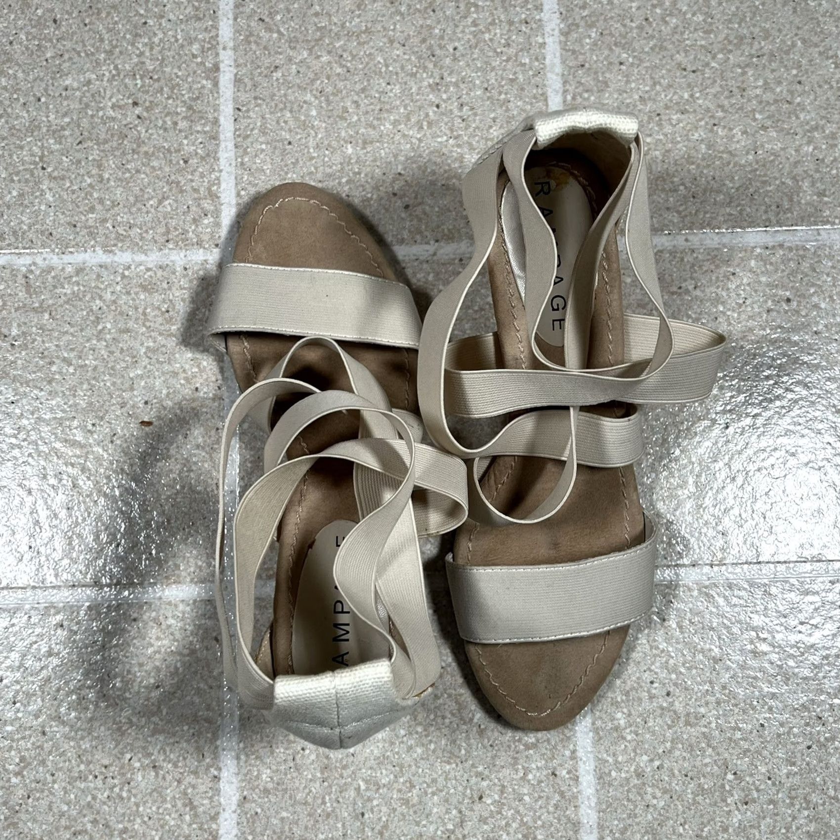 Vintage Rampage Women’s Heel Size 7.5 Beige Strappy Faux Leather Womens Size 30" / US 8 / IT 44 - 5 Thumbnail