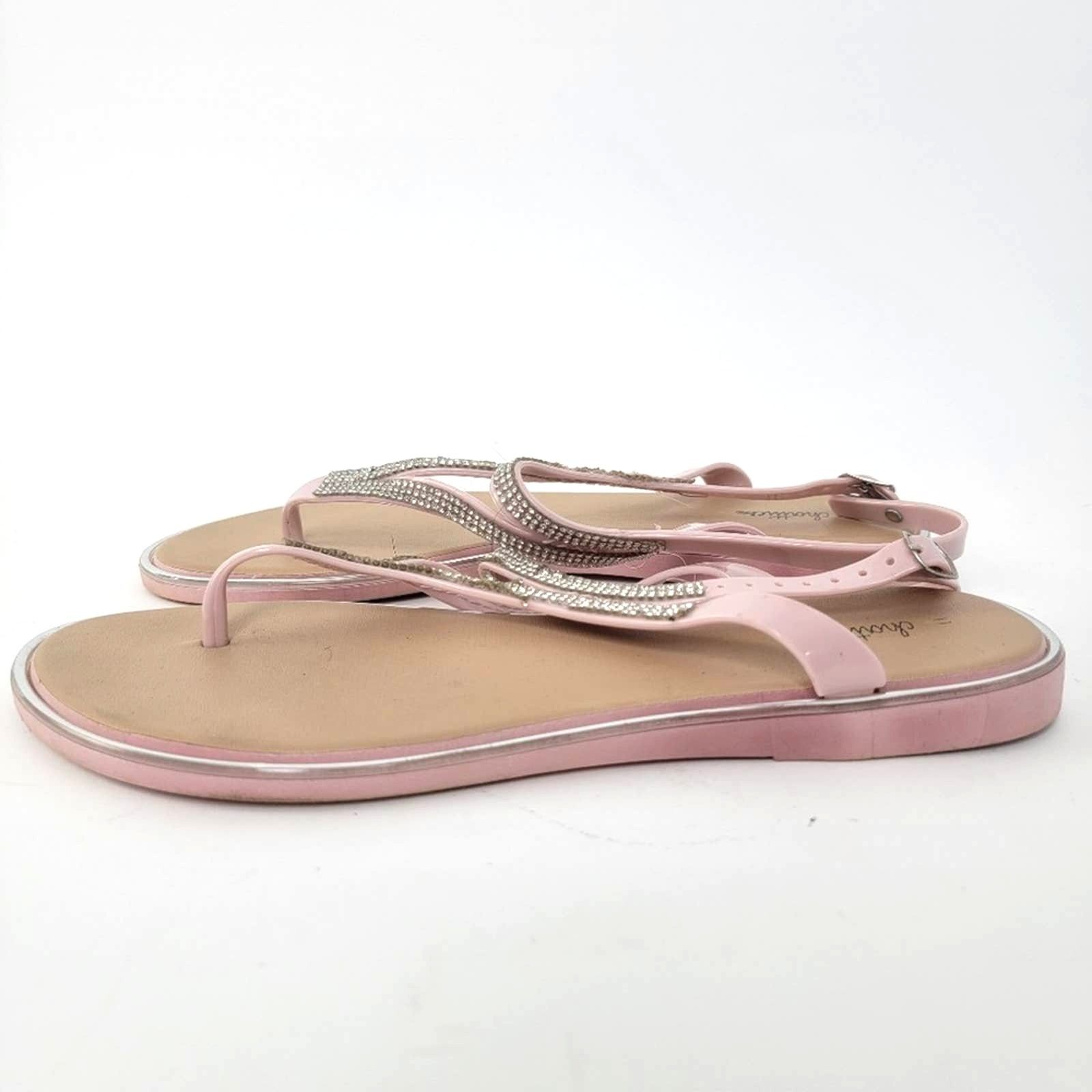 Designer Chatties Pink Rhinestone Thong Flip Flop Sandals - 9.5/10 Size US 10 / IT 40 - 4 Thumbnail