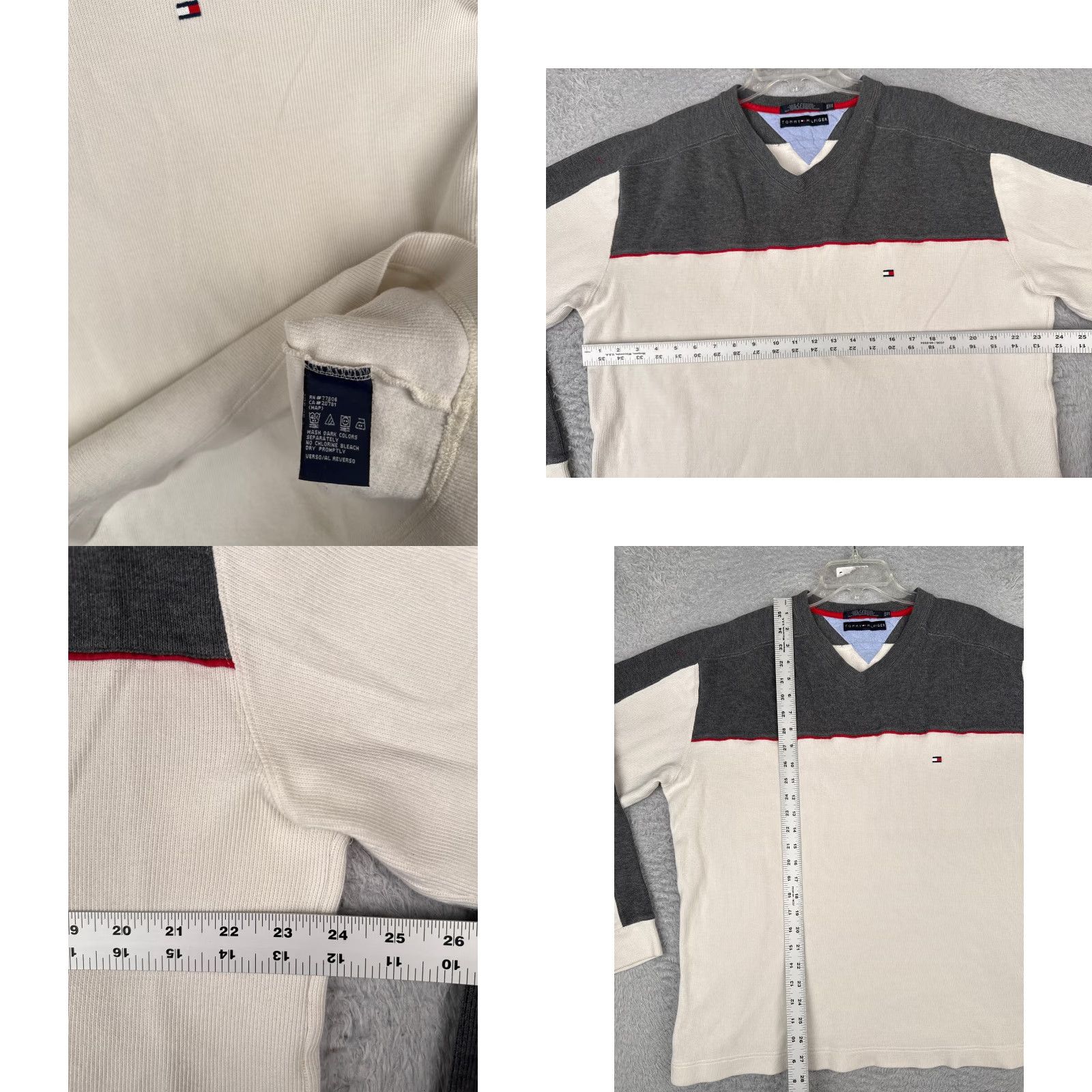 Tommy Hilfiger Tommy Hilfiger Shirt Adult 2XL White Knit Long Sleeve V-Neck Cotton Logo Shirt Men's 2XLT-Shirt White Size US XXL / EU 58 / 5 - 8 Thumbnail