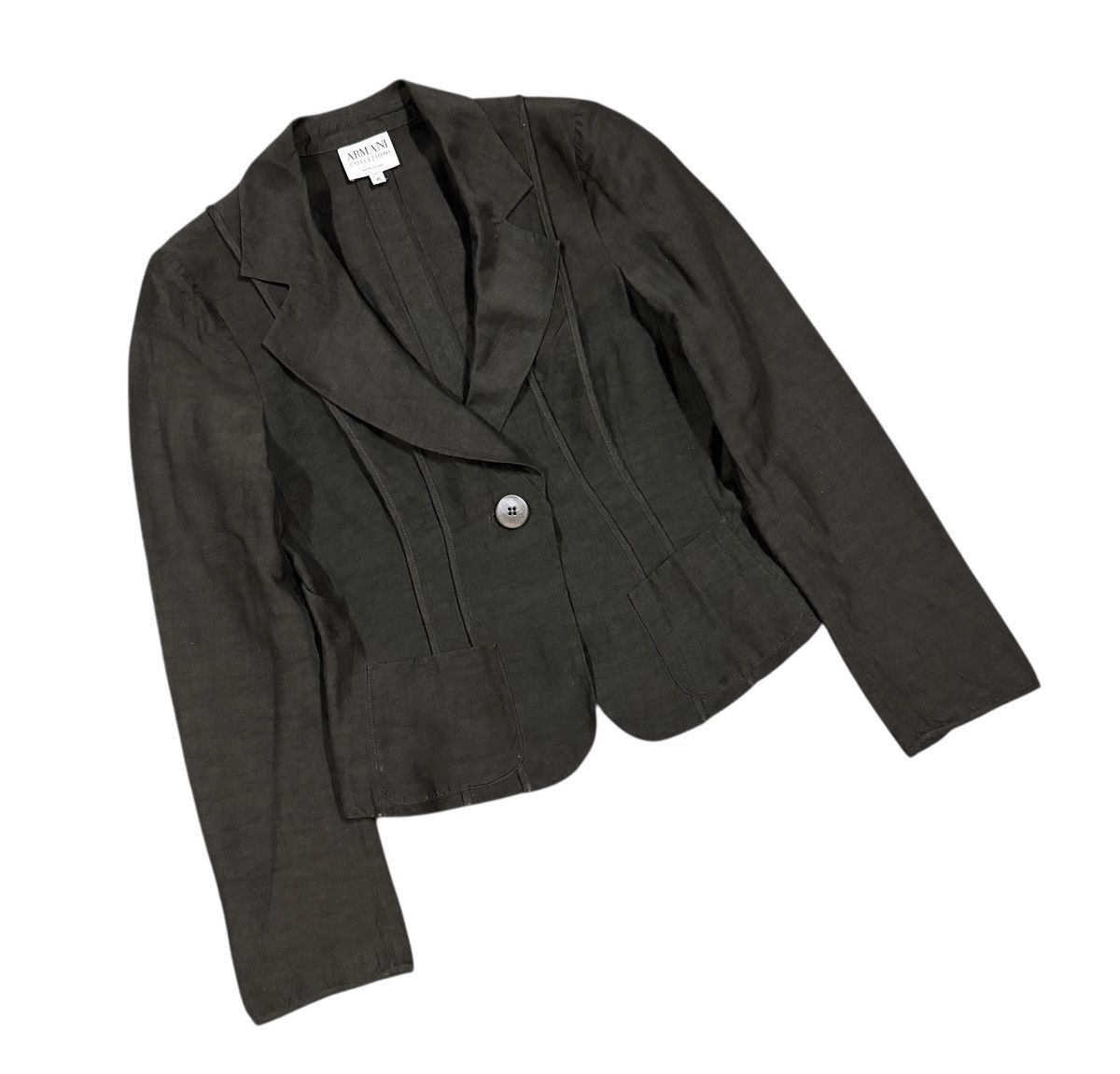 Armani Collezioni Vtg✅Luxury Armani Collezioni Silk Crop Jacket Made In Italy Size M / US 6-8 / IT 42-44 - 5 Thumbnail