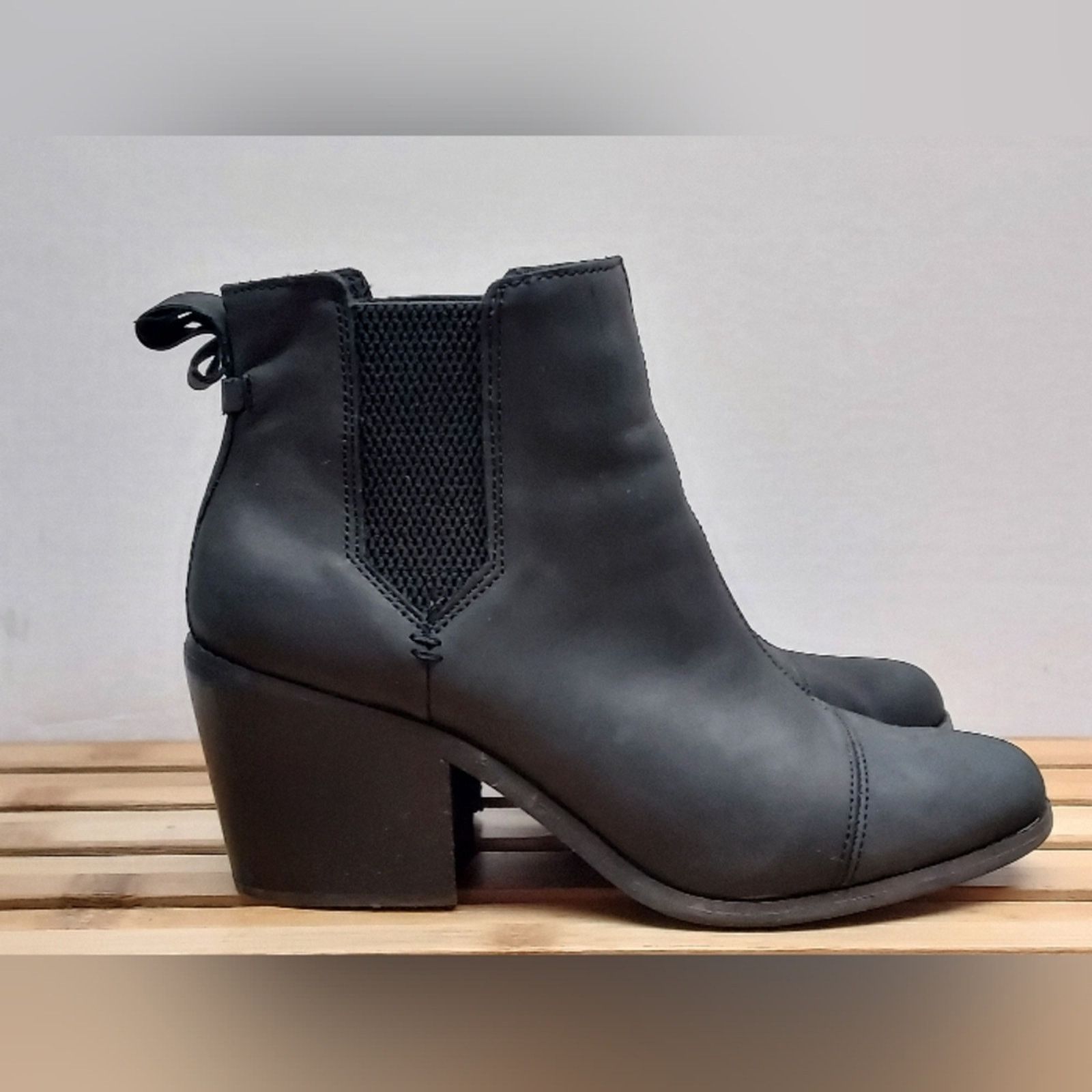 Toms TOMS Womens Black Everly Leather Pull On Ankle Boots Size 9 Size US 9 / IT 39 - 6 Thumbnail