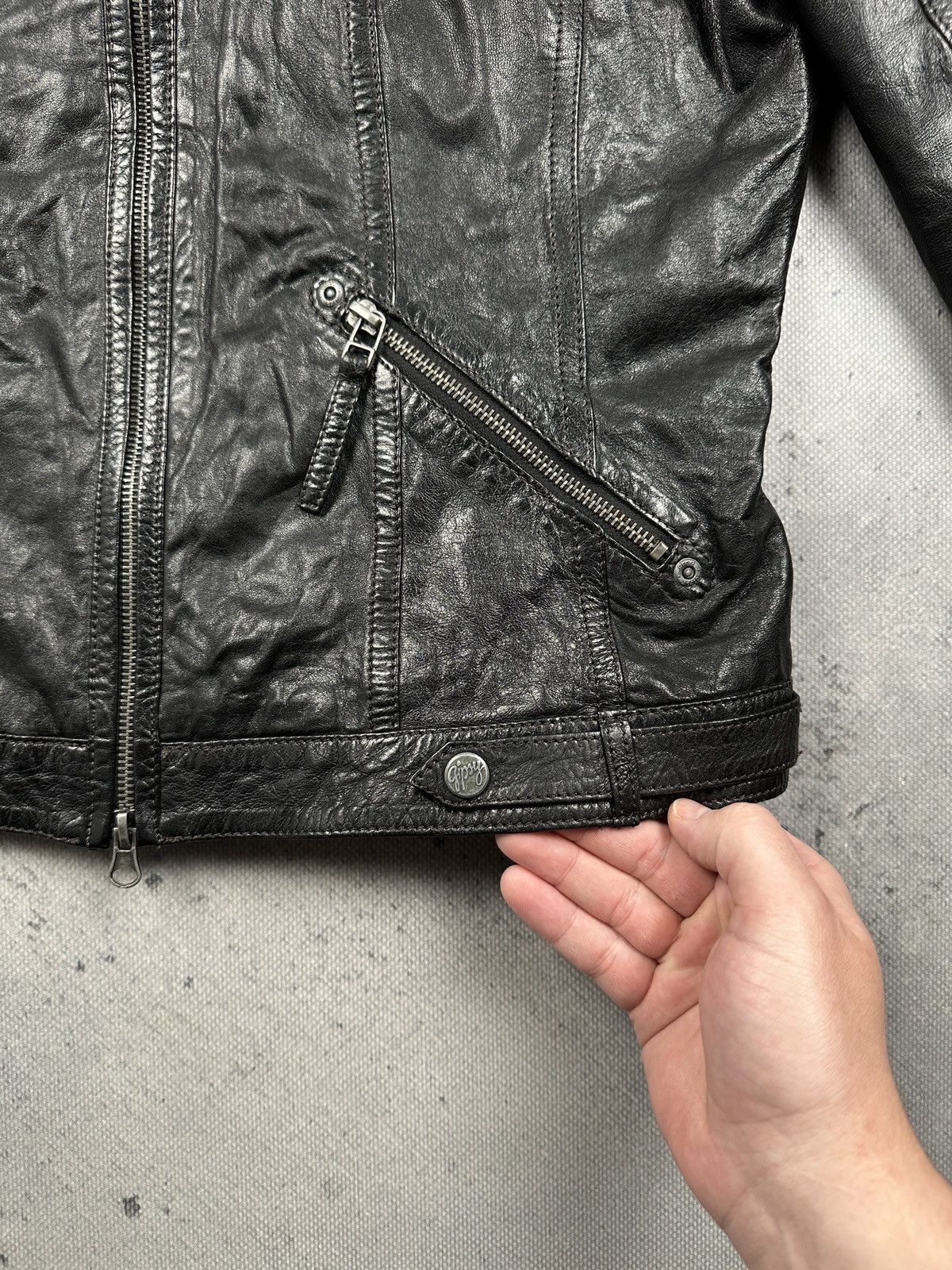 Leather Gipsy Archive Y2K Black Leather Moto Biker Jacket Womens 90s Size M / US 6-8 / IT 42-44 - 9 Thumbnail