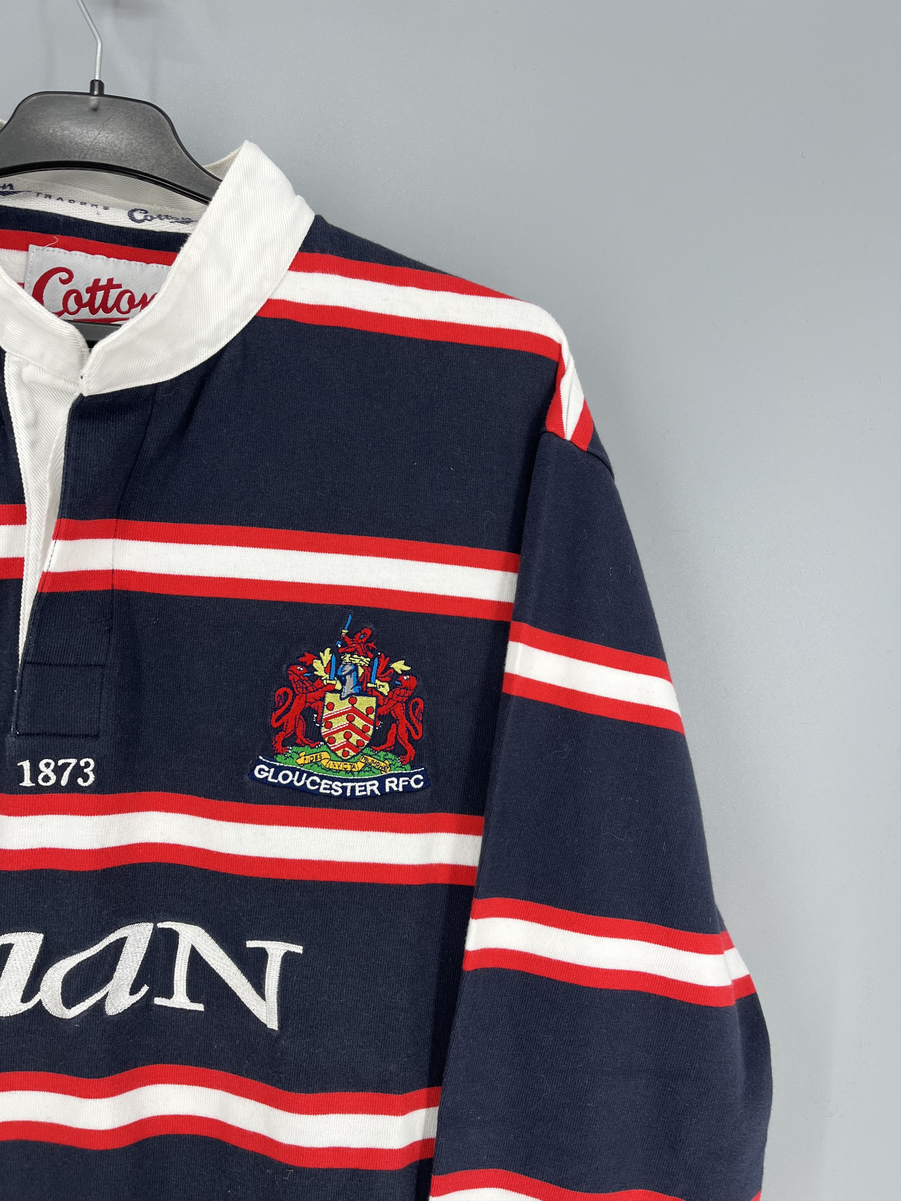 Cotton Traders 2002 2003 Gloucester Rugby Pro Away Shirt Long Sleeve Size L Size US L / EU 52-54 / 3 - 8 Thumbnail