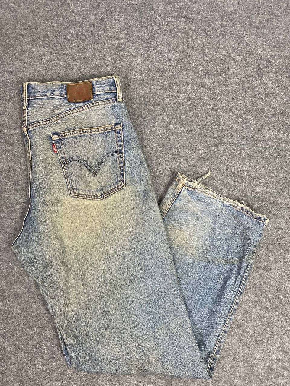 image of Vintage Levis 504 Distressed Denim Nice Design in Light Blue, Men's (Size 37)