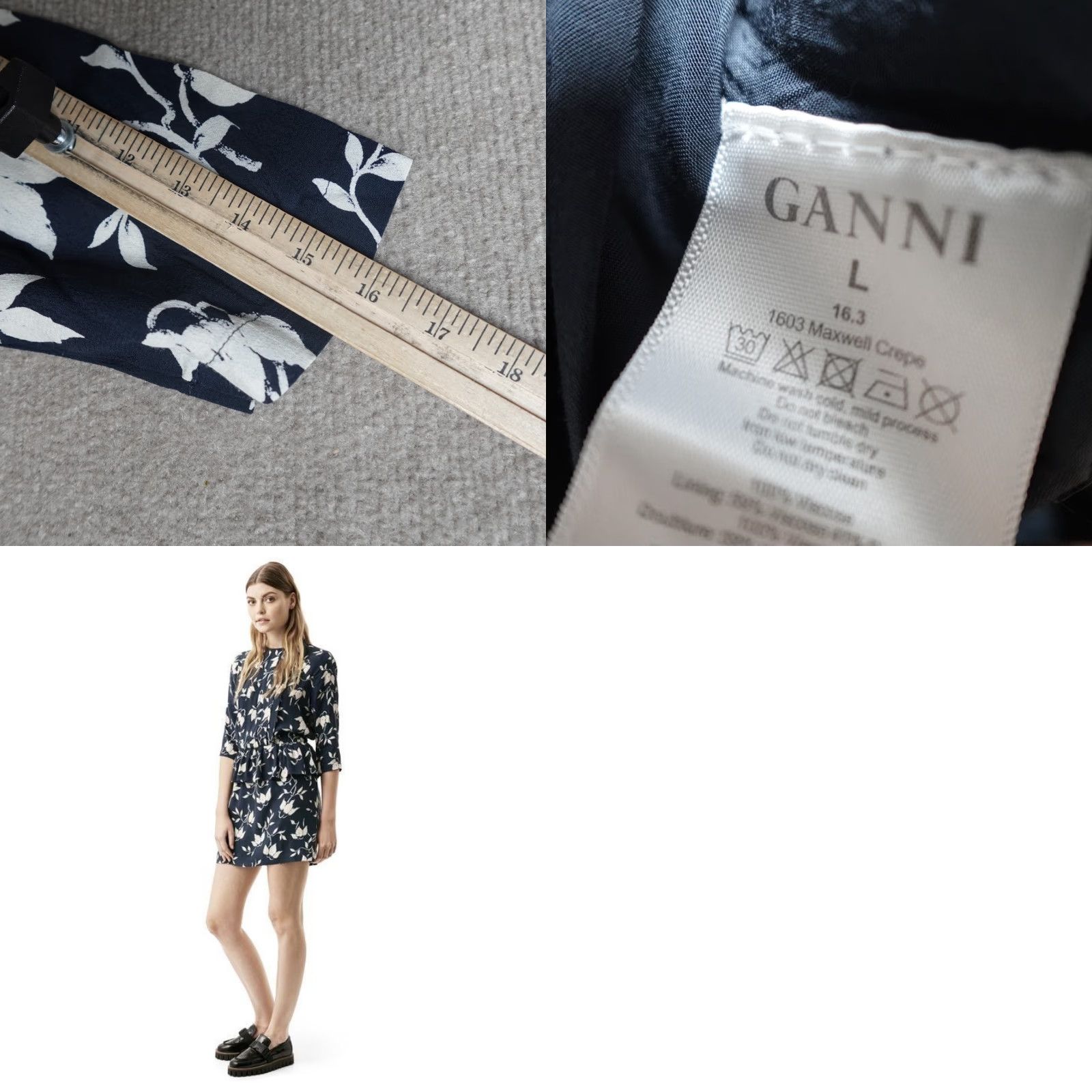 Ganni Ganni Dress Womens Midi Blue Floral Crepe L/Blue Viscose Sundress 3/4 Sleeve Pullover Regular Maxi? Size L / US 10 / IT 46 - 8 Thumbnail