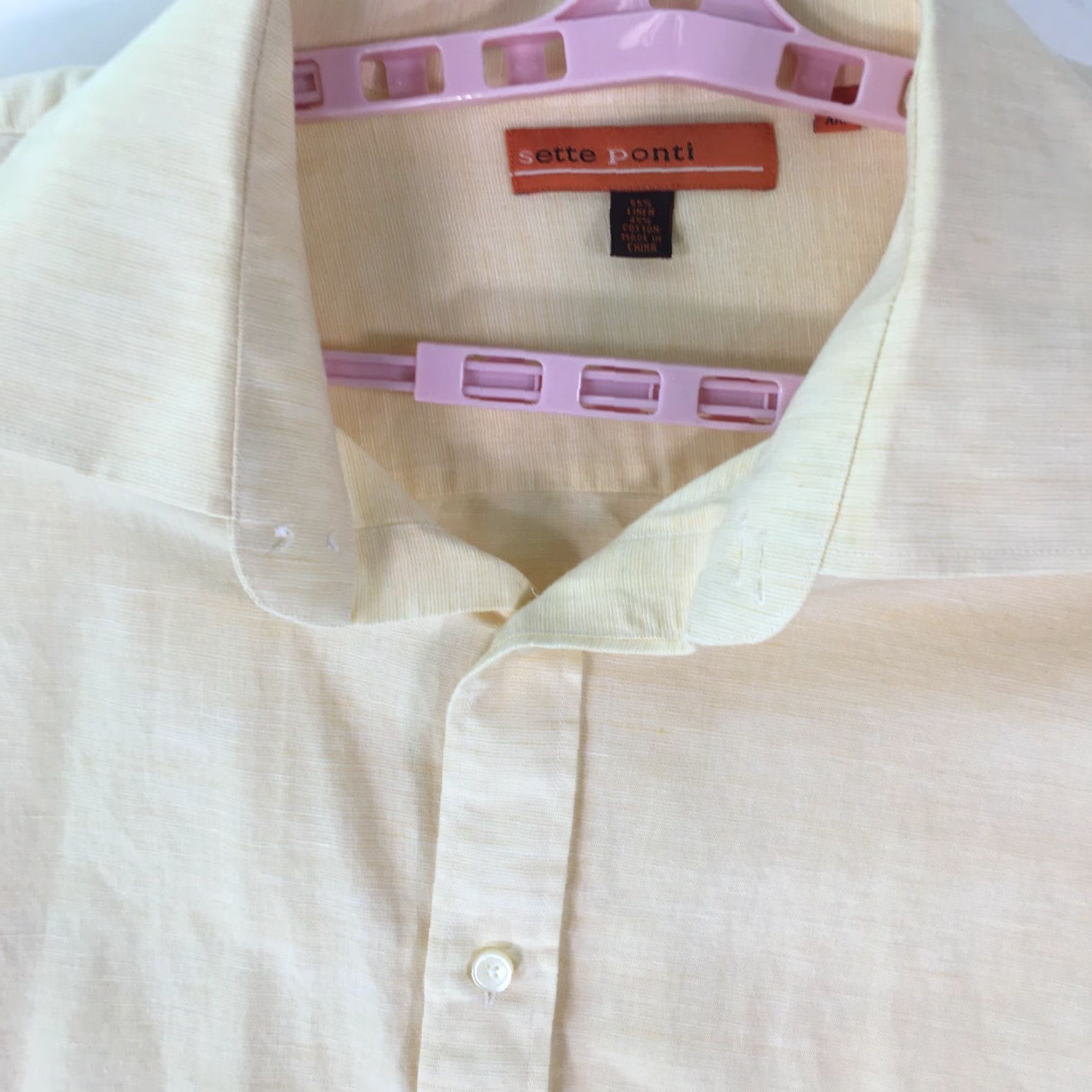 Vintage Sette Ponti Mens Lightweight Casual Long Sleeve Yellow Dress Shirt XXL Size US XXL / EU 58 / 5 - 5 Thumbnail