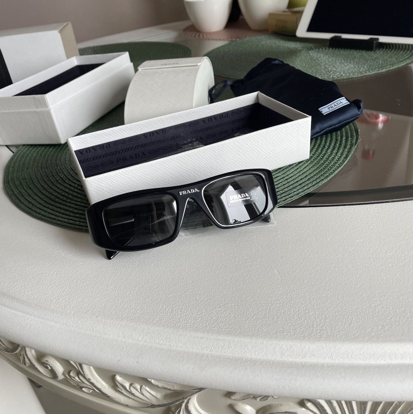 Prada × Streetwear × Vintage PRADA Star Slim Sunglasses SPR20G y2k