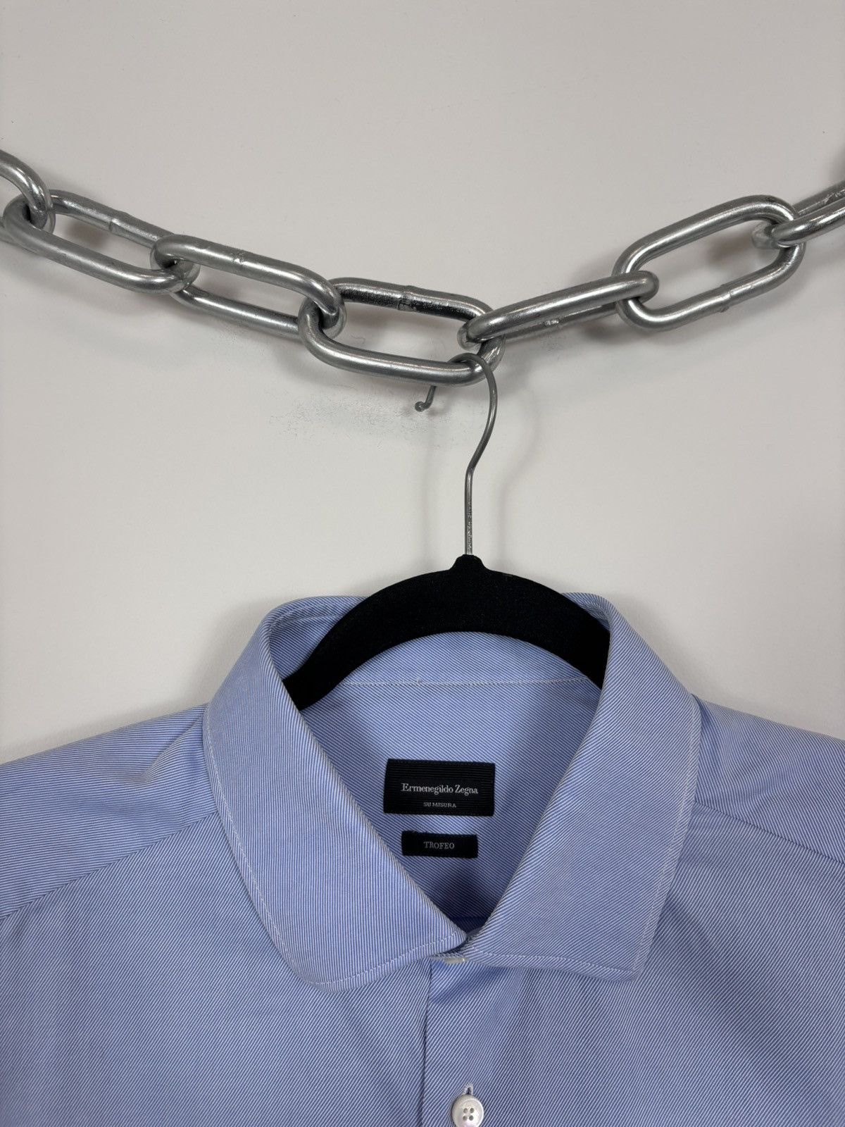 Ermenegildo Zegna Ermenegildo Zegna Trofeo Su Misura Men’s Blue Dress Shirt Size US XL / EU 56 / 4 - 4 Thumbnail