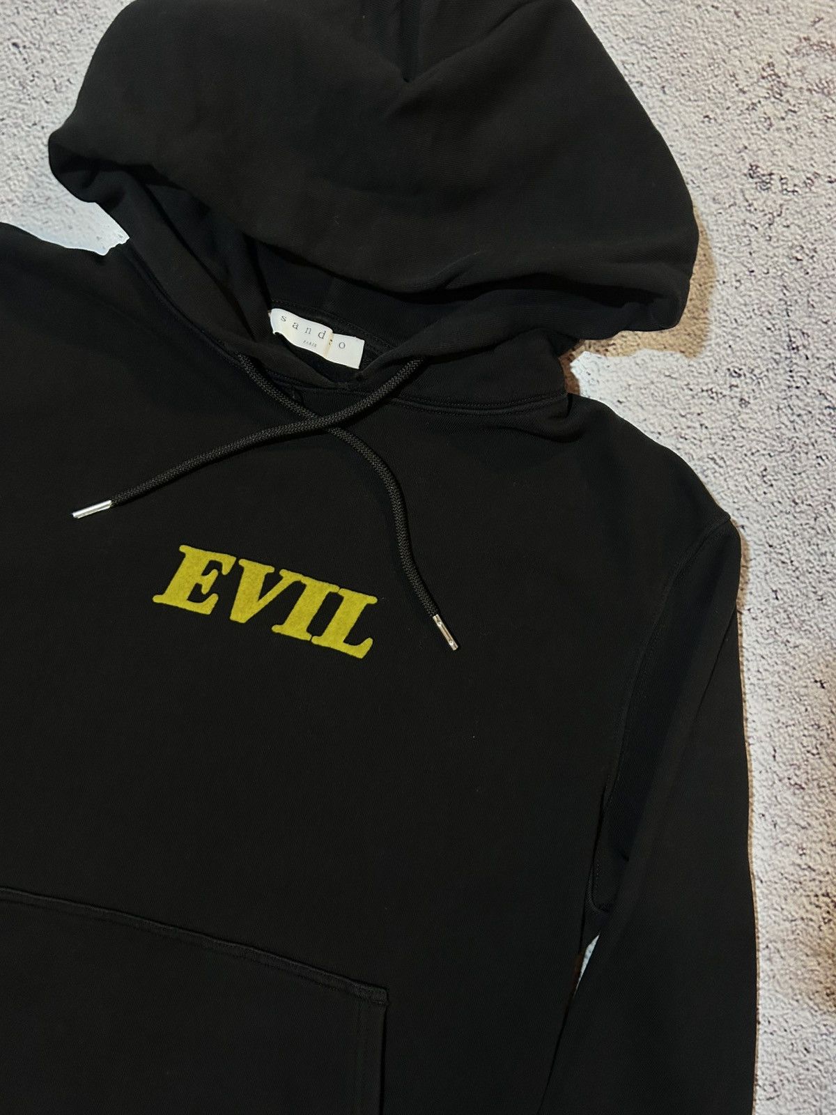 Sandro Sandro Paris Evil Black Hoodie Centre Logo Terry Luxury Size US S / EU 44-46 / 1 - 4 Thumbnail