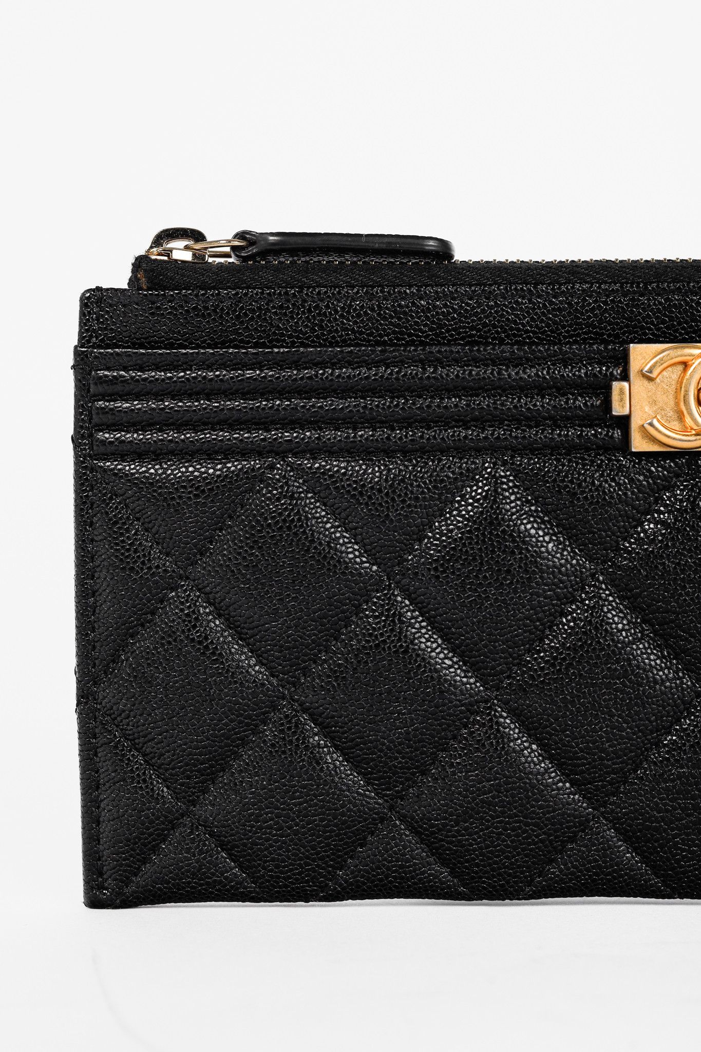 Chanel Chanel Black Caviar Leather Quilted Boy Zip Pouch Size ONE SIZE - 5 Thumbnail