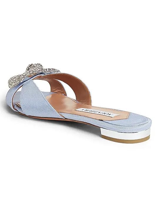 Aquazzura os11x1225 Very Bow Tie Crystal Slide Sandals in Blue Size US 11 / IT 41 - 3 Thumbnail