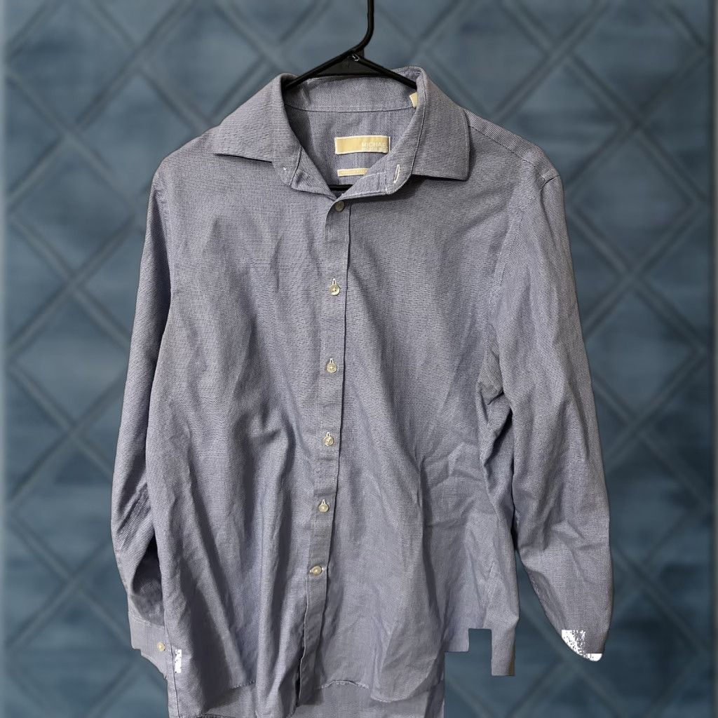 Michael Kors Michael Kors Button-Up Shirt Men Regular 15.5 Long Sleeve Blue Non Iron Size US M / EU 48-50 / 2 - 1 Thumbnail