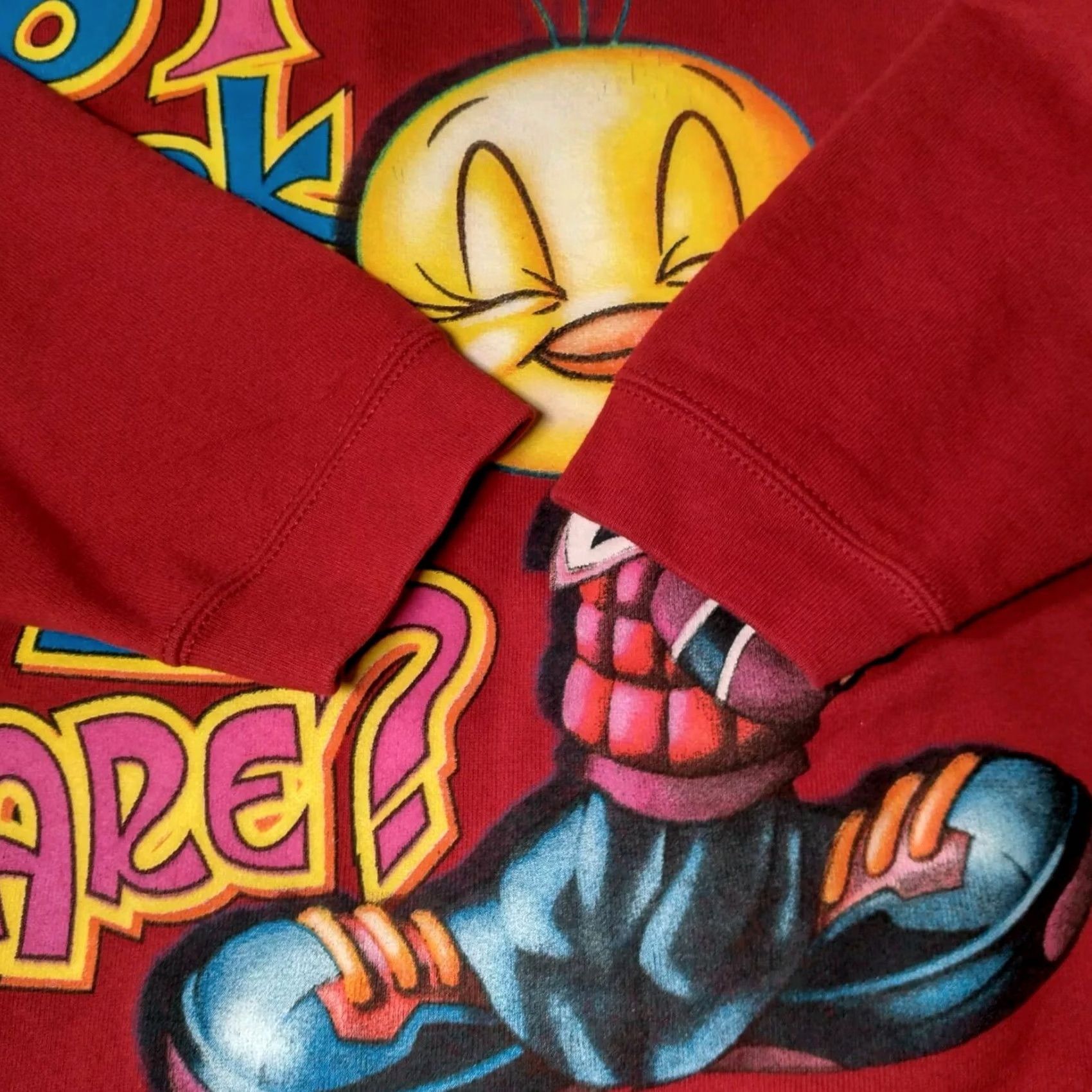 Catalina VINTAGE Tweety Bird Sweatshirt Catalina Pullover Long Sleeve Mock Neck Womens L Red Maroon Cartoons TV & Movie Characters 90s? Size L / US 10 / IT 46 - 6 Thumbnail