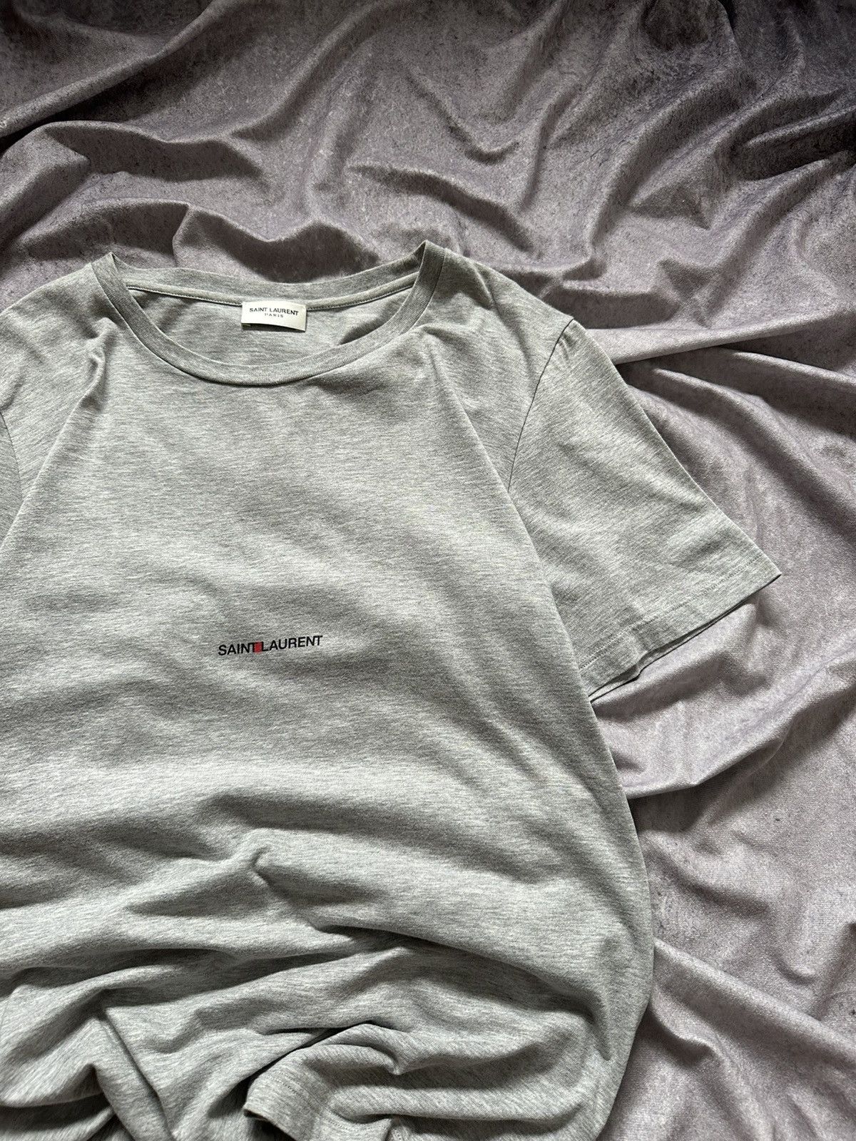 Saint Laurent Paris Saint Laurent Paris Men's Gray Logo T-Shirt Size Small Size US S / EU 44-46 / 1 - 4 Thumbnail