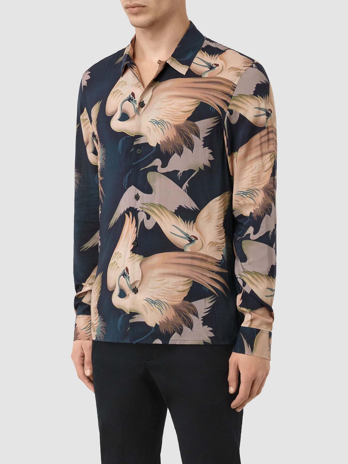 Allsaints FREE SHIPPING!! - 'Wader' Crane print viscose shirt Size US L / EU 52-54 / 3 - 5 Thumbnail